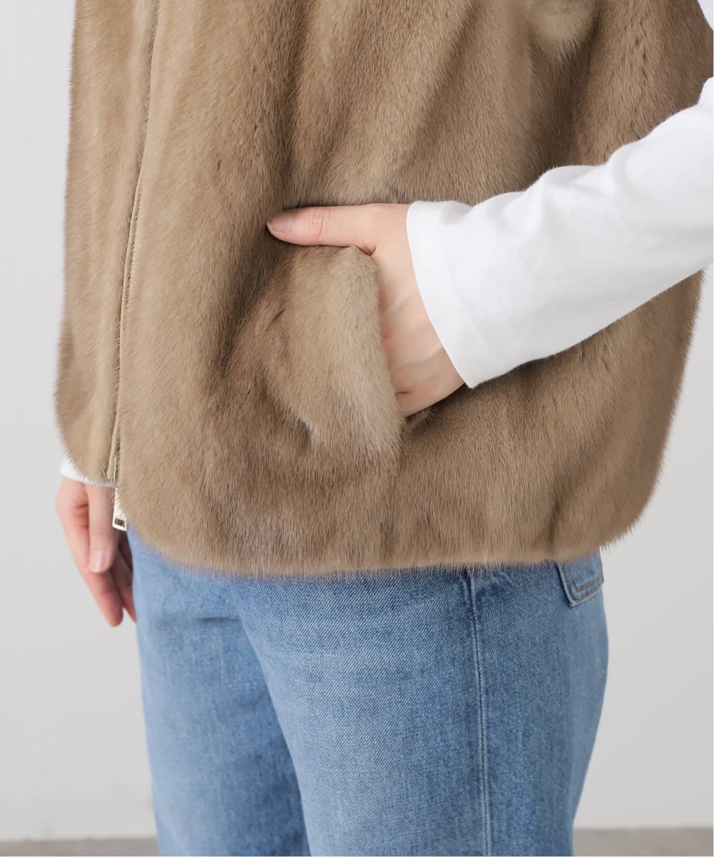 SUPREMA/シュプレマ】 MINK CASHEMERE HOOD VEST（その他