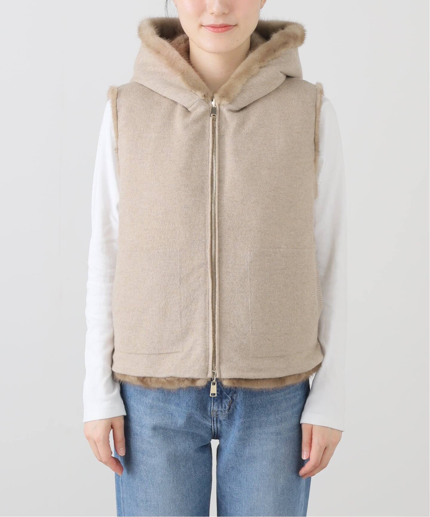 SUPREMA/シュプレマ】 MINK CASHEMERE HOOD VEST（その他