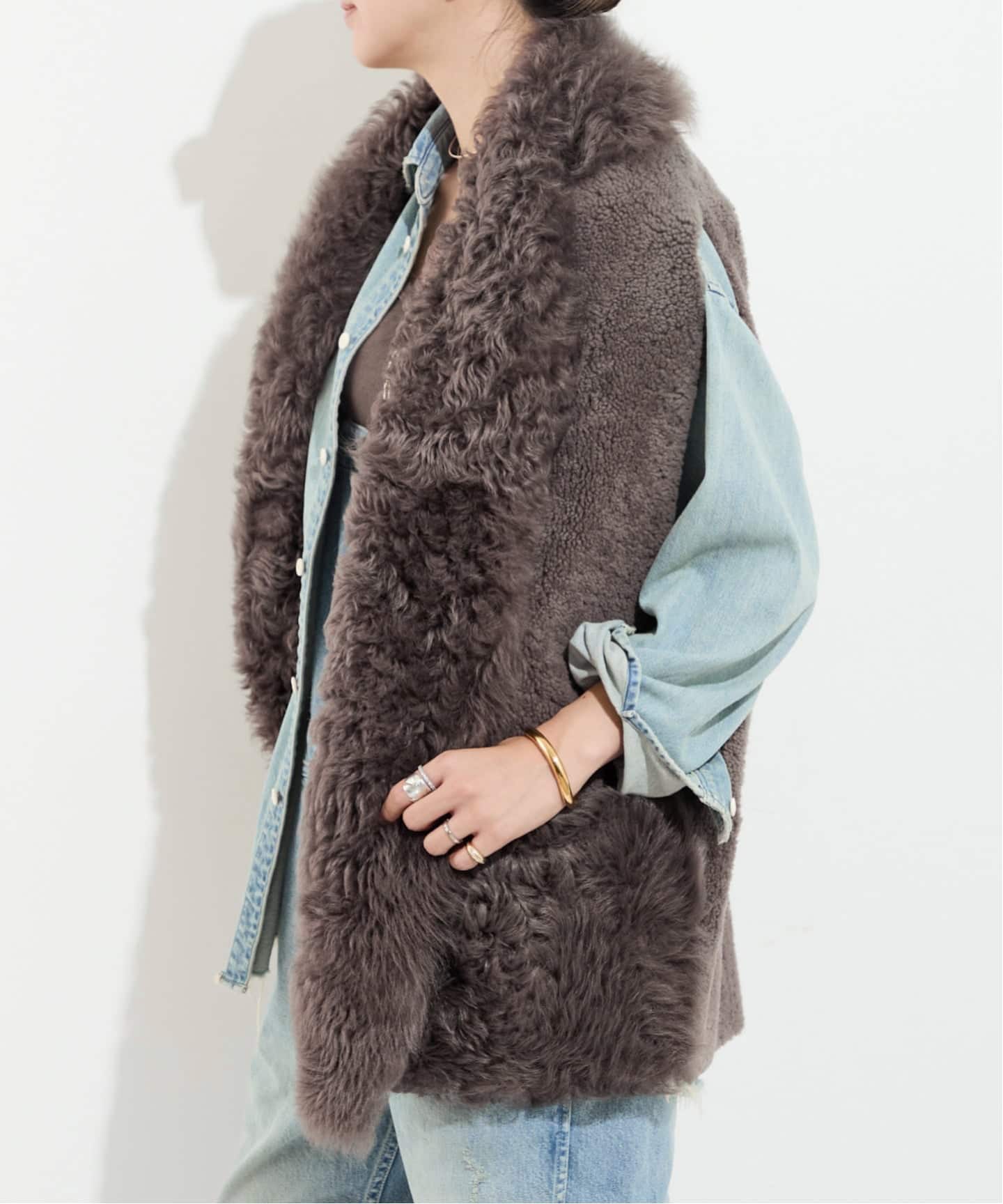 予約》【BLANCHA/ブランカ】 MOUTON VEST（ベスト）｜L