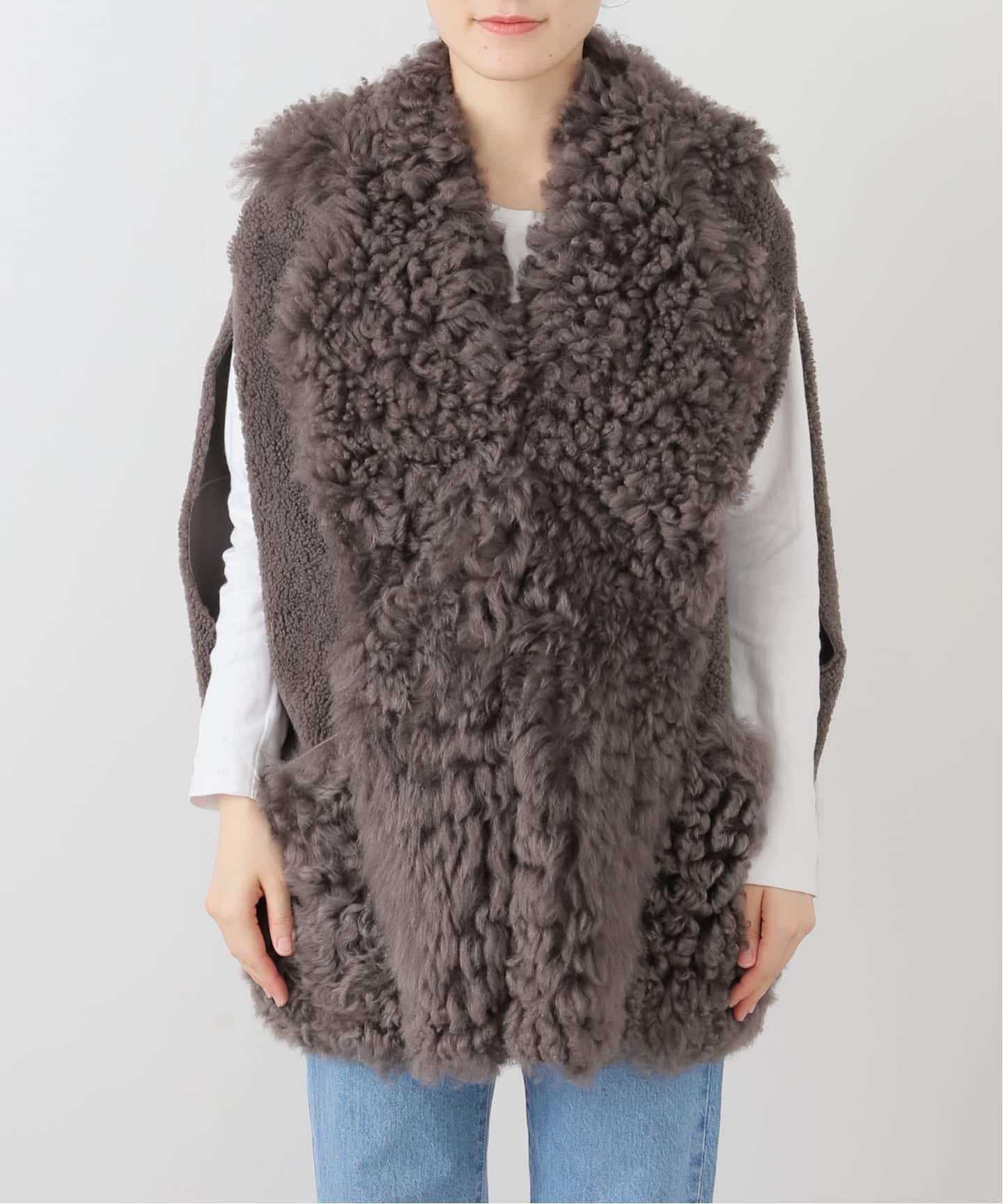 ☆けいこ☆アパルトモン BLANCHA ブランカムートンベスト ブラウン 予約》【BLANCHA/ブランカ】 MOUTON VEST（ベスト）｜L