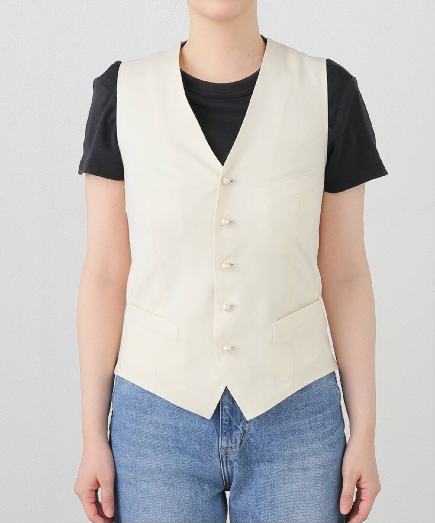 MADISON BLUE/マディソン ブルー】 SLIM FIT VEST PEARL（ジレ）｜L 