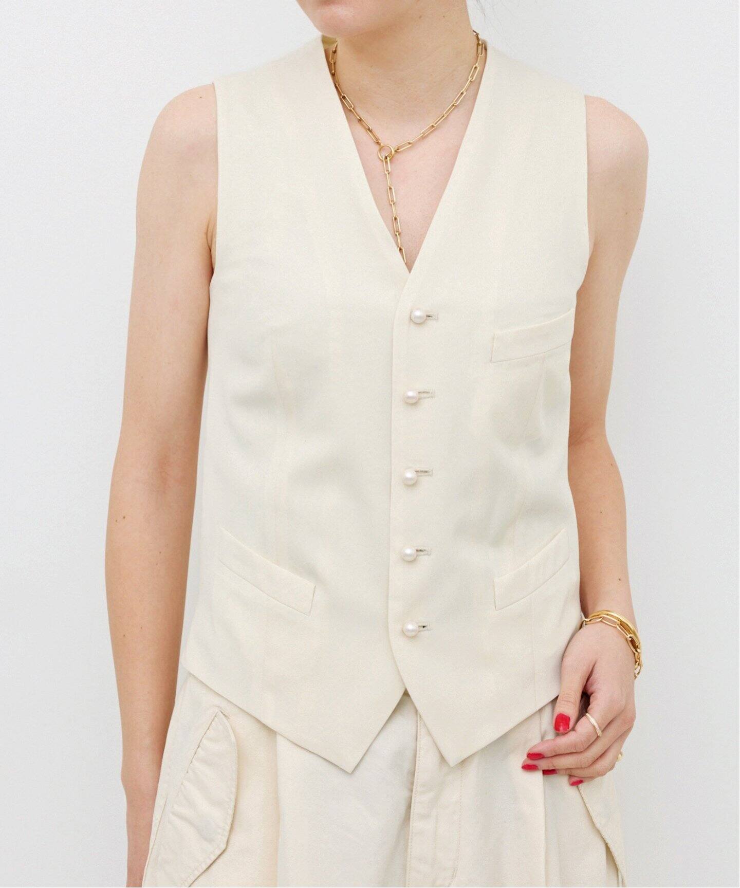 MADISON BLUE/マディソン ブルー】 SLIM FIT VEST PEARL（ジレ）｜L 