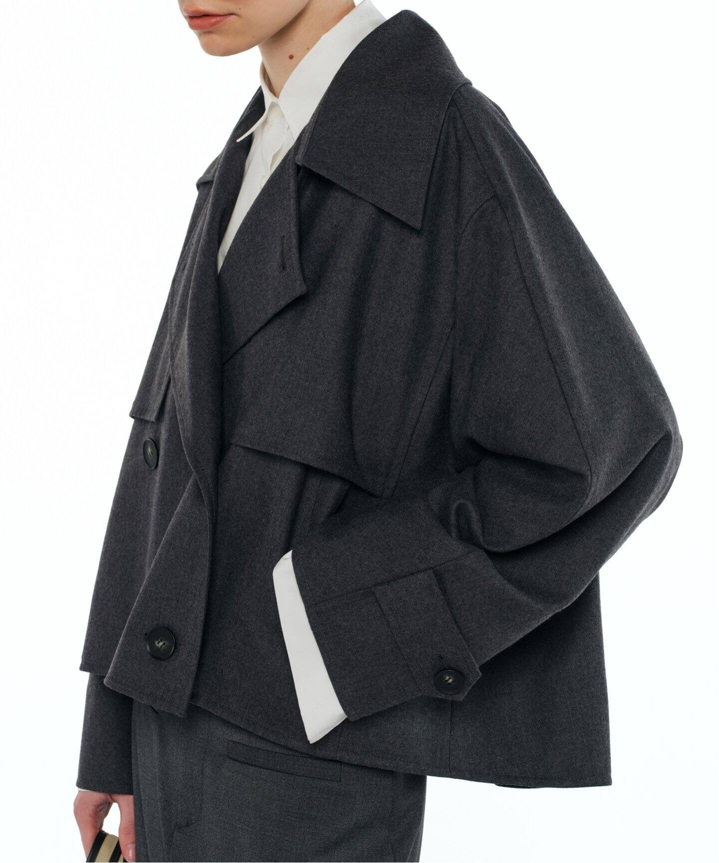 MINITZ/ミニッツ】 SHORT TRENCH WOOL（トレンチコート）｜L 
