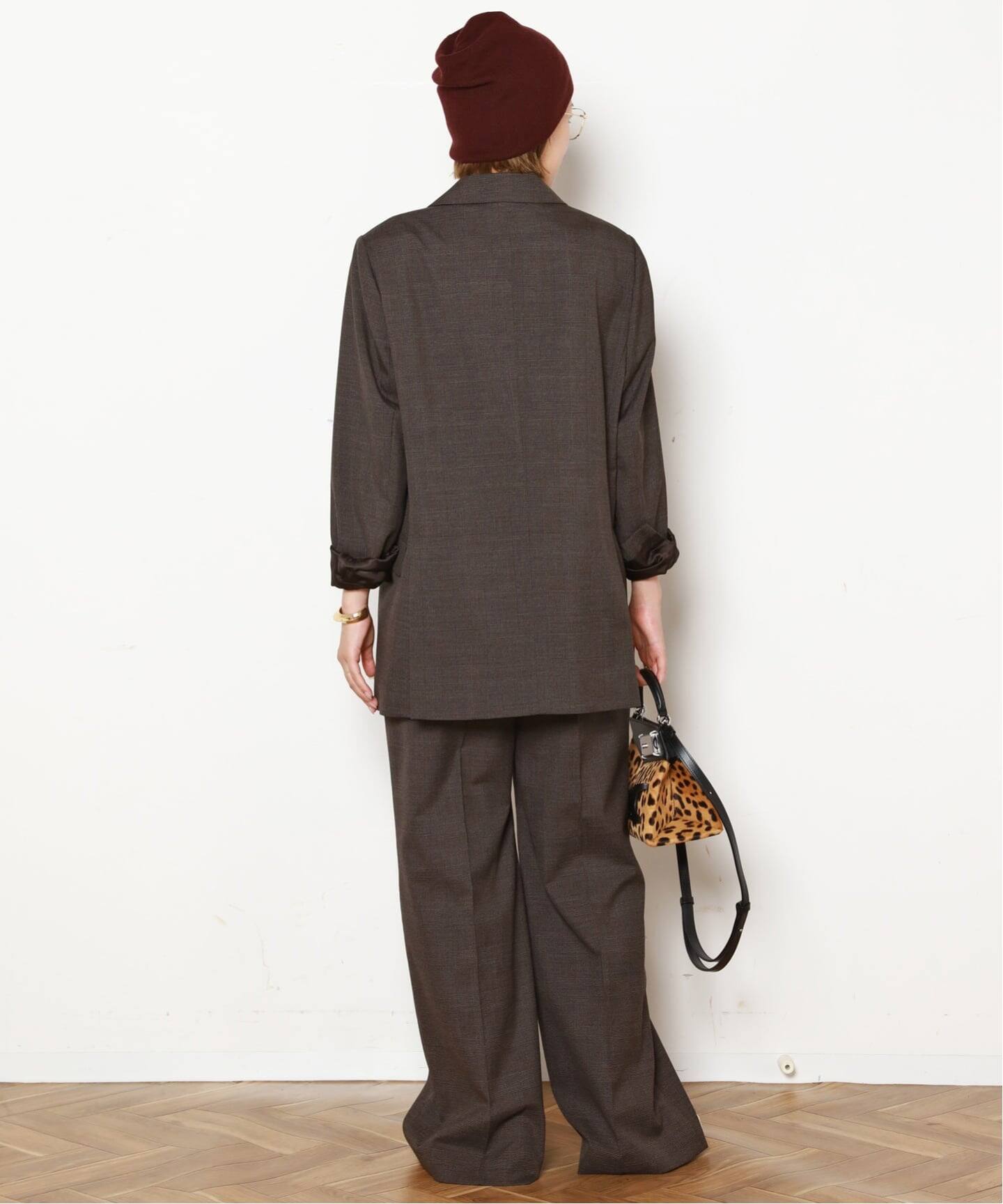 INSCRIBE ブラウン チェック テーラードジャケット INSCRIBE ブラウン