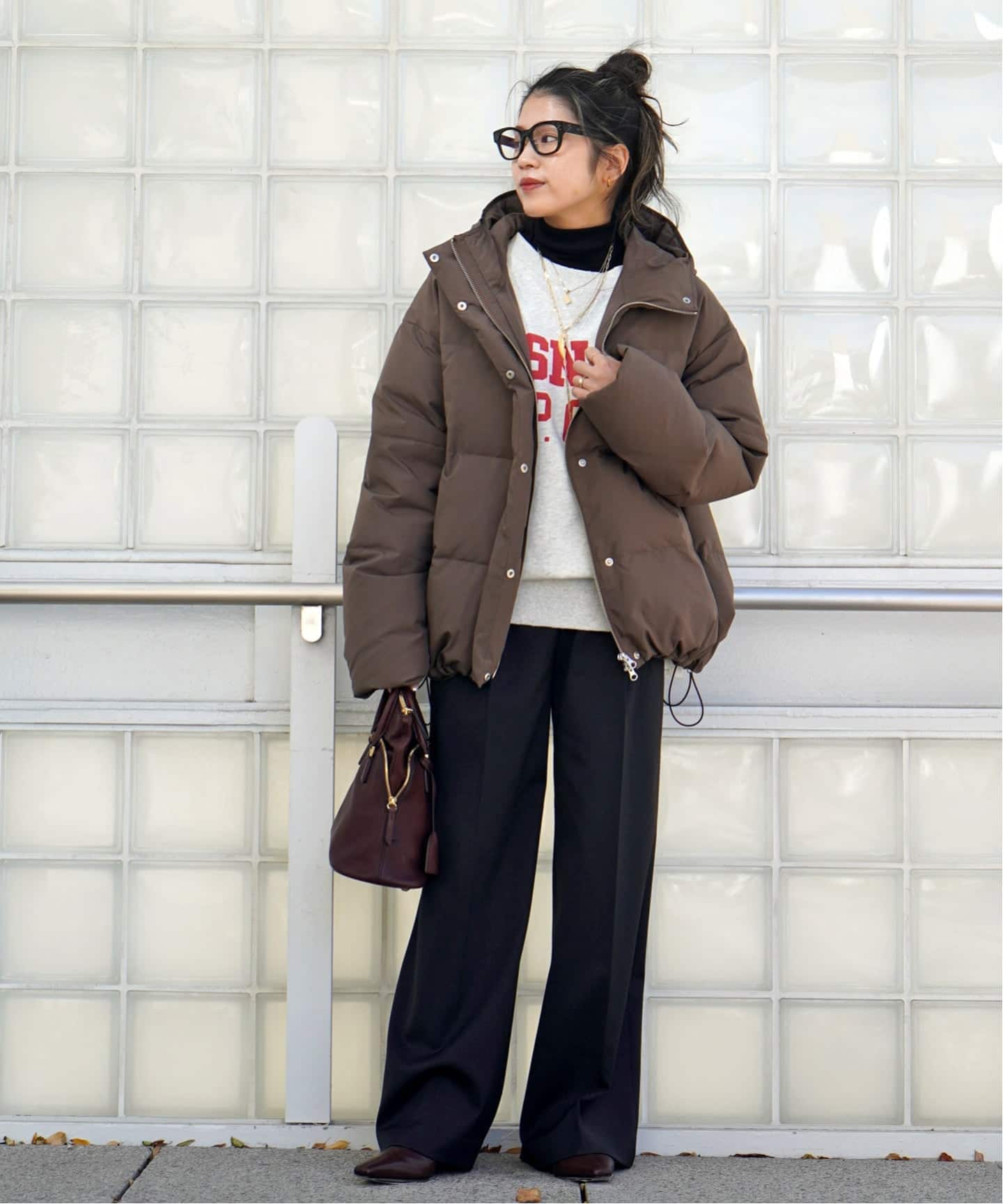 フードダウンジャケット(ブラウン)（ダウンジャケット）｜AP STUDIO