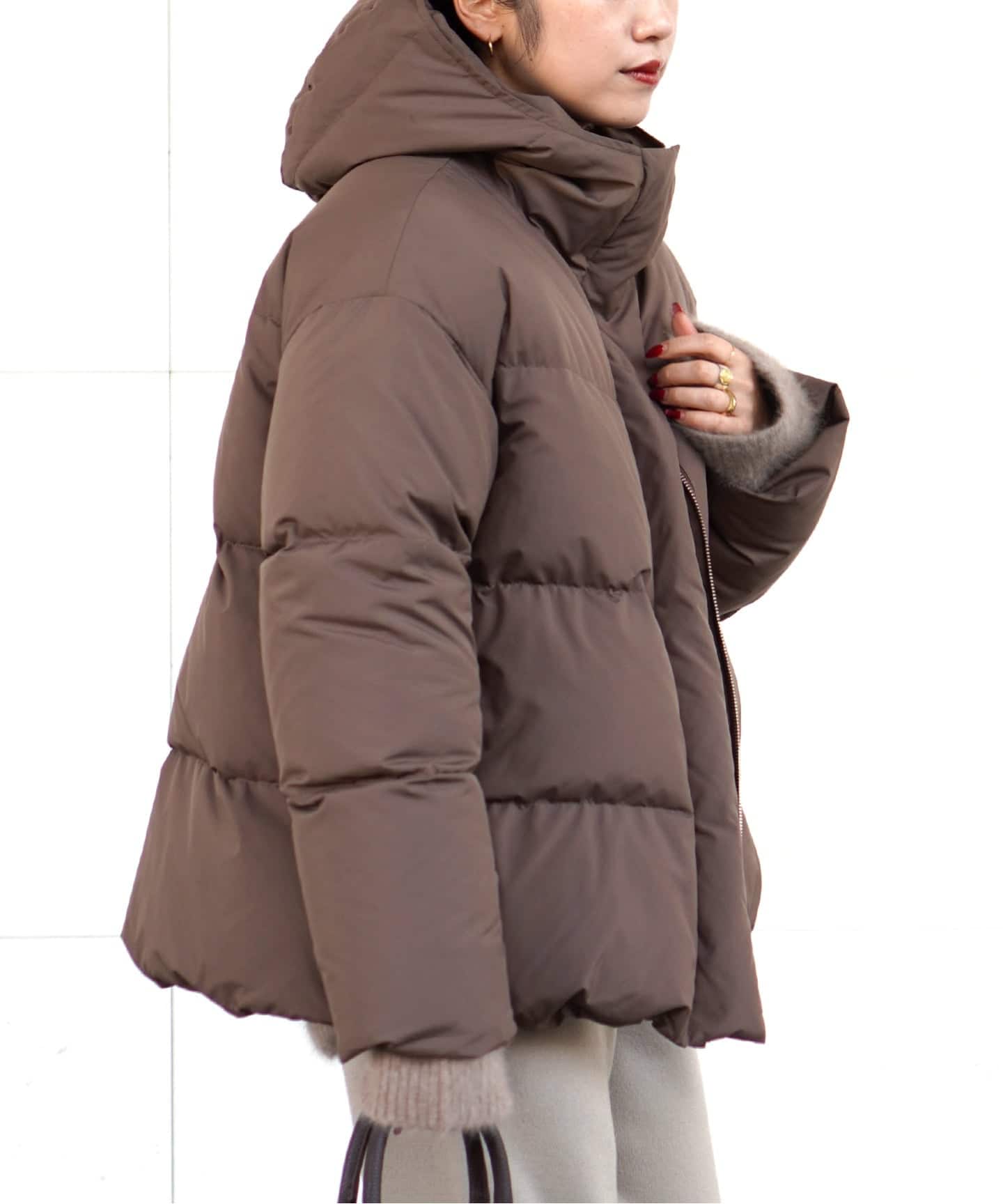フードダウンジャケット(ブラウン)（ダウンジャケット）｜AP STUDIO