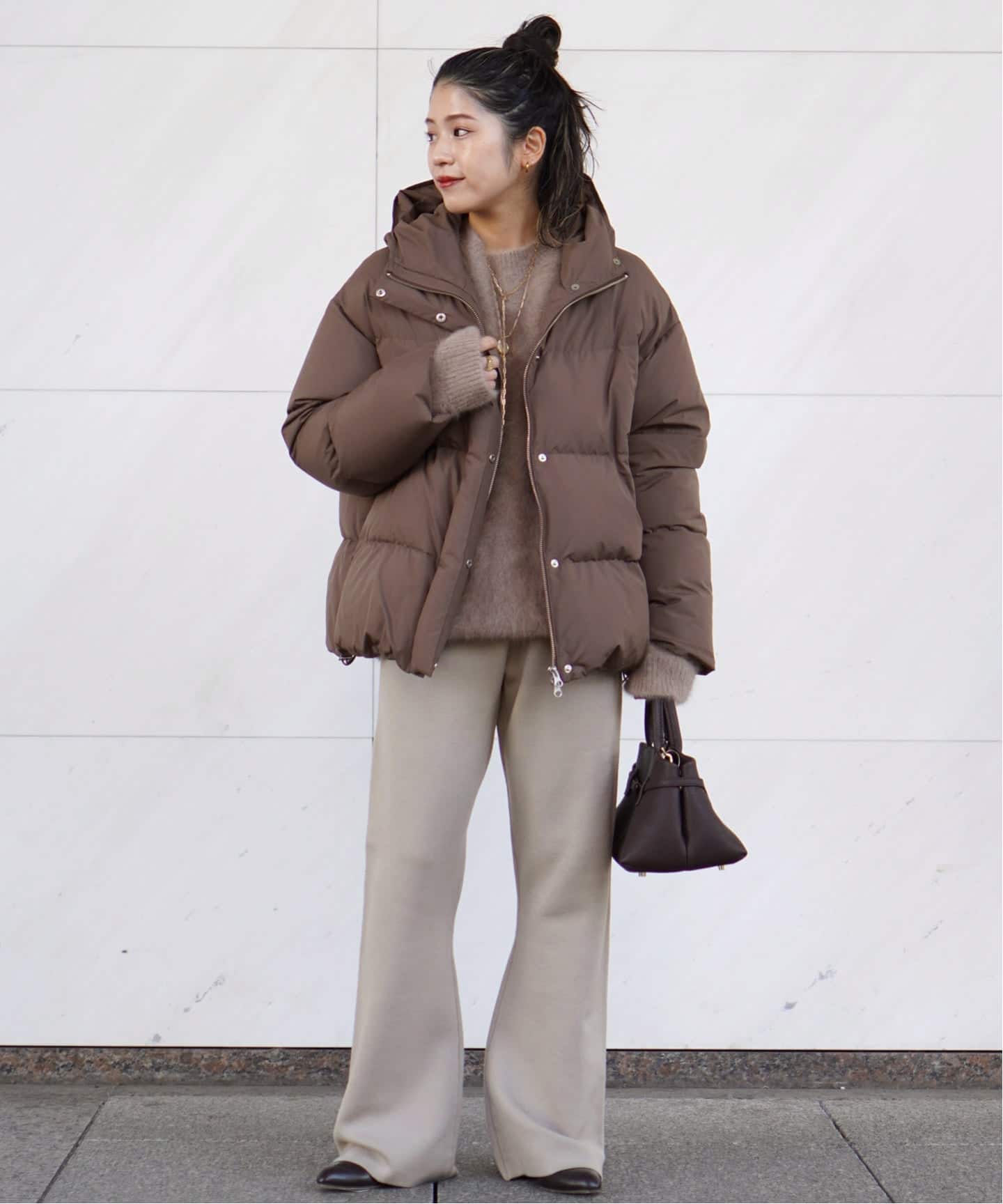 フードダウンジャケット(ブラウン)（ダウンジャケット）｜AP STUDIO