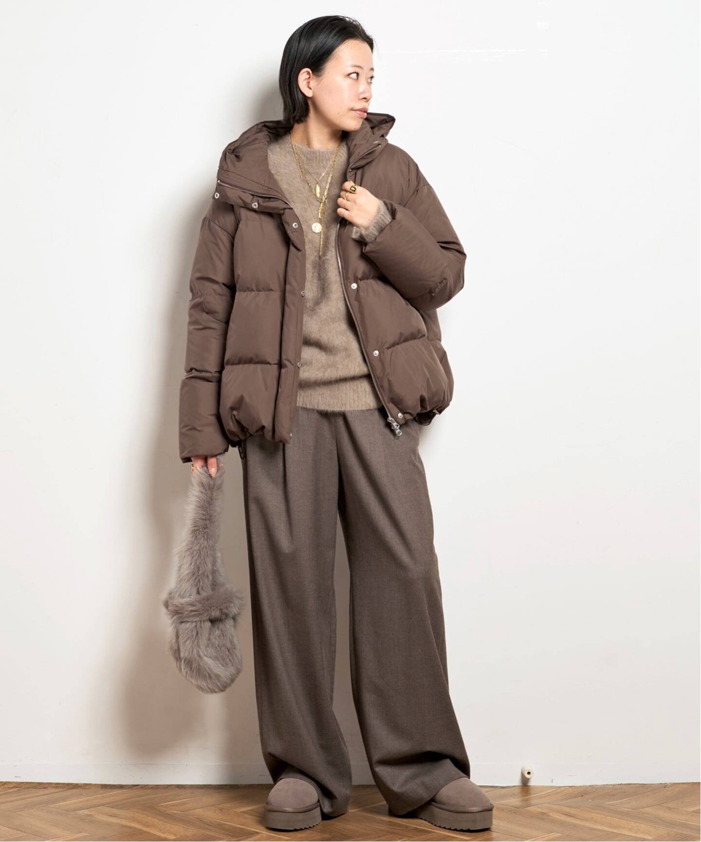 フードダウンジャケット(ブラウン)（ダウンジャケット）｜AP STUDIO