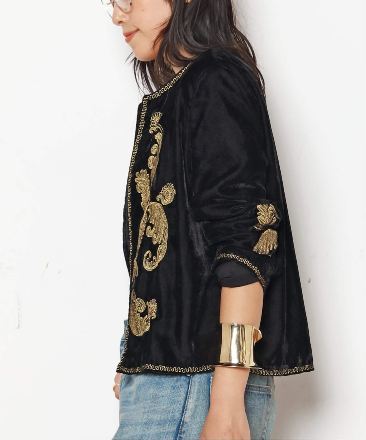 COUTURE D'ADAM/クチュールドアダム】Velvet Embroidery Jacket