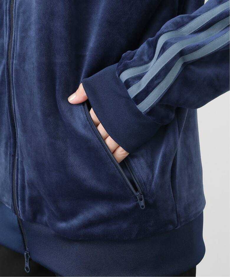 adidas さむ ジップアップジャケット L ネイビーベロア