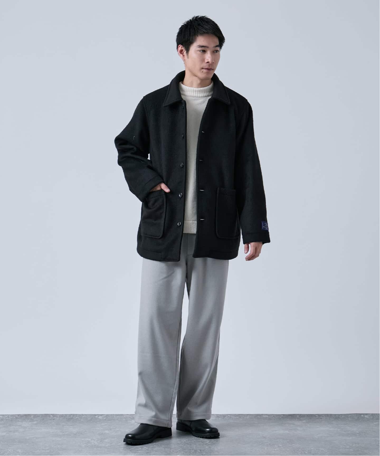 ベーセーストック（B．C STOCK）/ウールミックス ビーバーハーフコート ウールミックス ビーバーハーフコート（ステンカラーコート）｜B.C