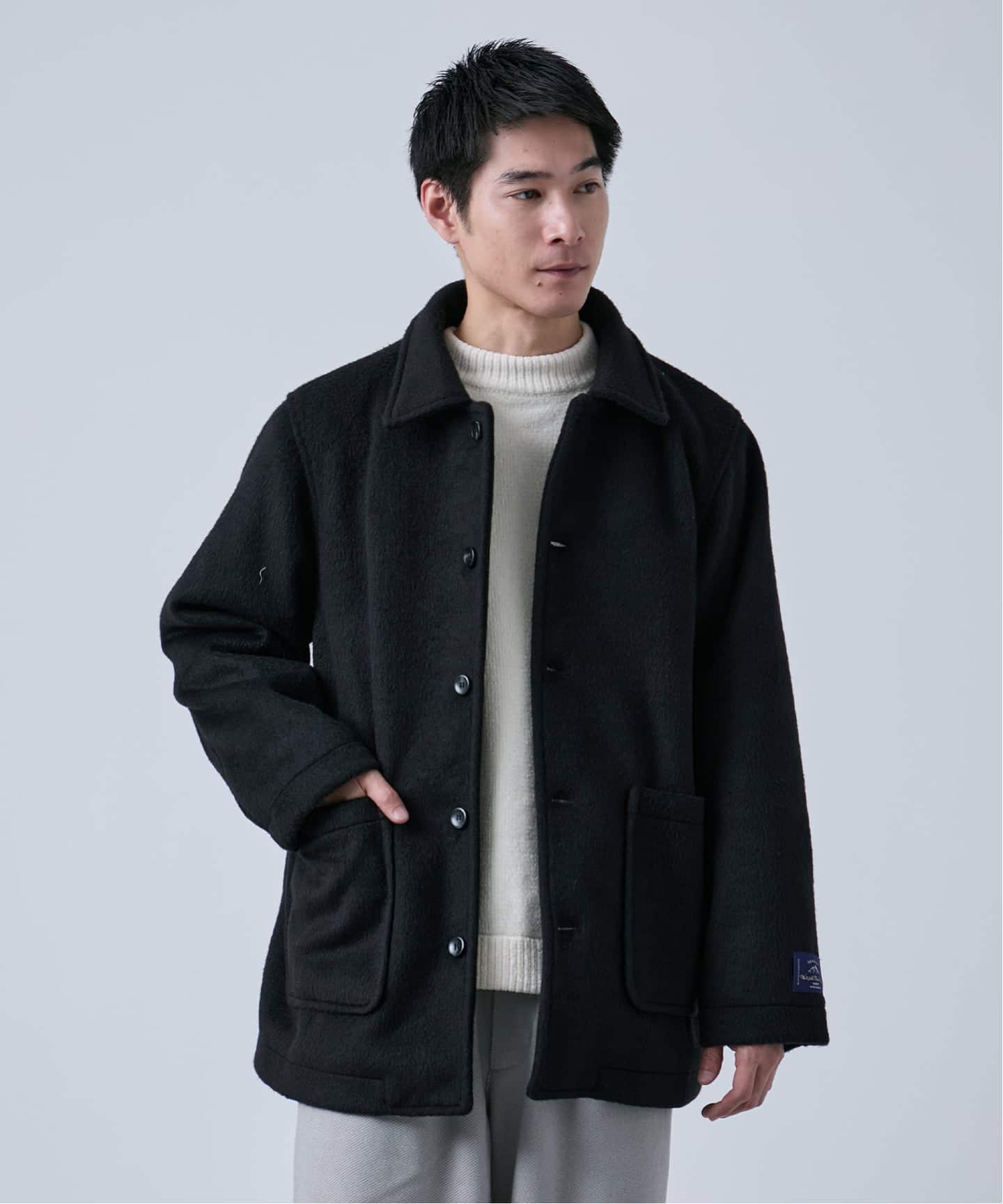 ウールミックス ビーバーハーフコート（ステンカラーコート）｜B.C