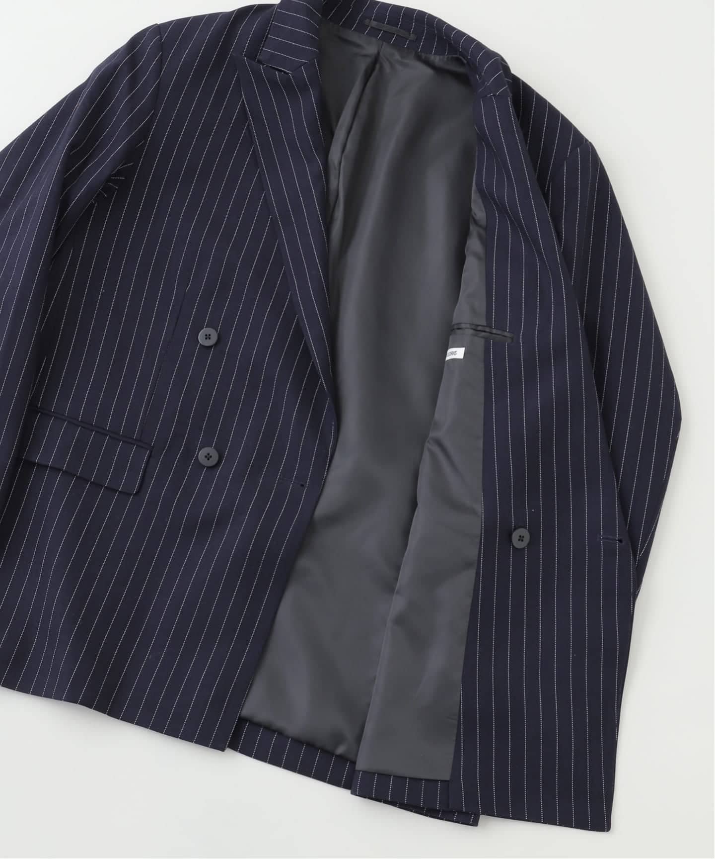 オーバーサイズ黒ジャケット ストライプデザイン オーバーサイズ ストライプ ダブルジャケット / Oversized Stripe
