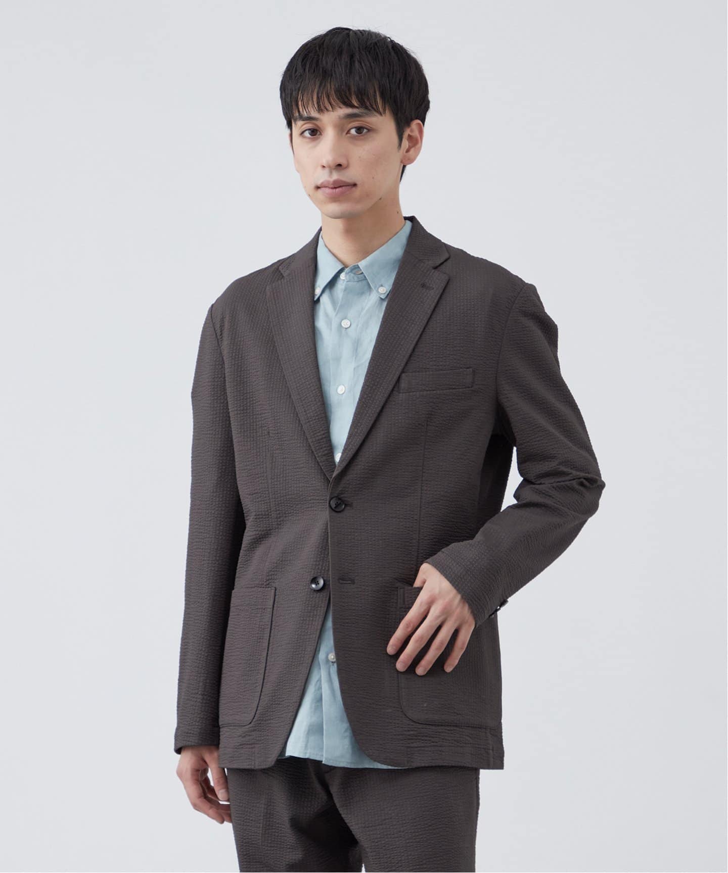 美品　VAN JACKET シアサッカーテーラードジャケット M セール】 【セットアップ対応 / ウォッシャブル】トラベラーズ