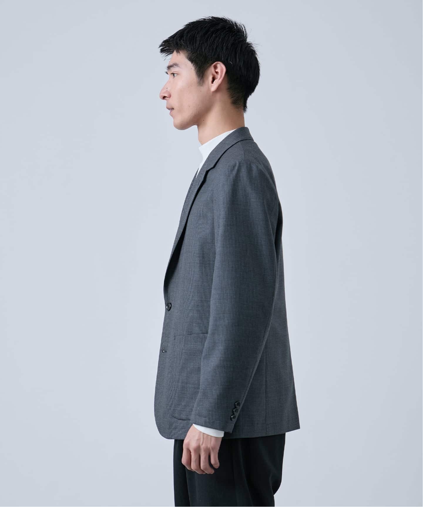 ウールポリエステル ミルド ハウンドトゥース2ボタンジャケット