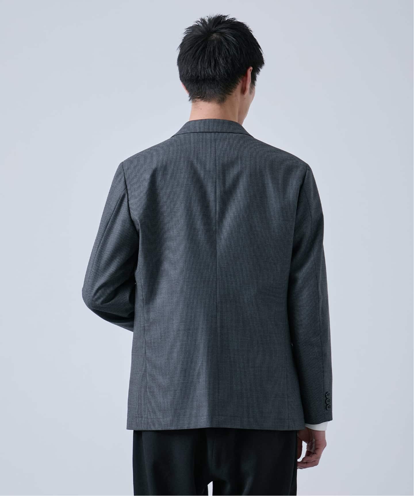ウールポリエステル ミルド ハウンドトゥース2ボタンジャケット