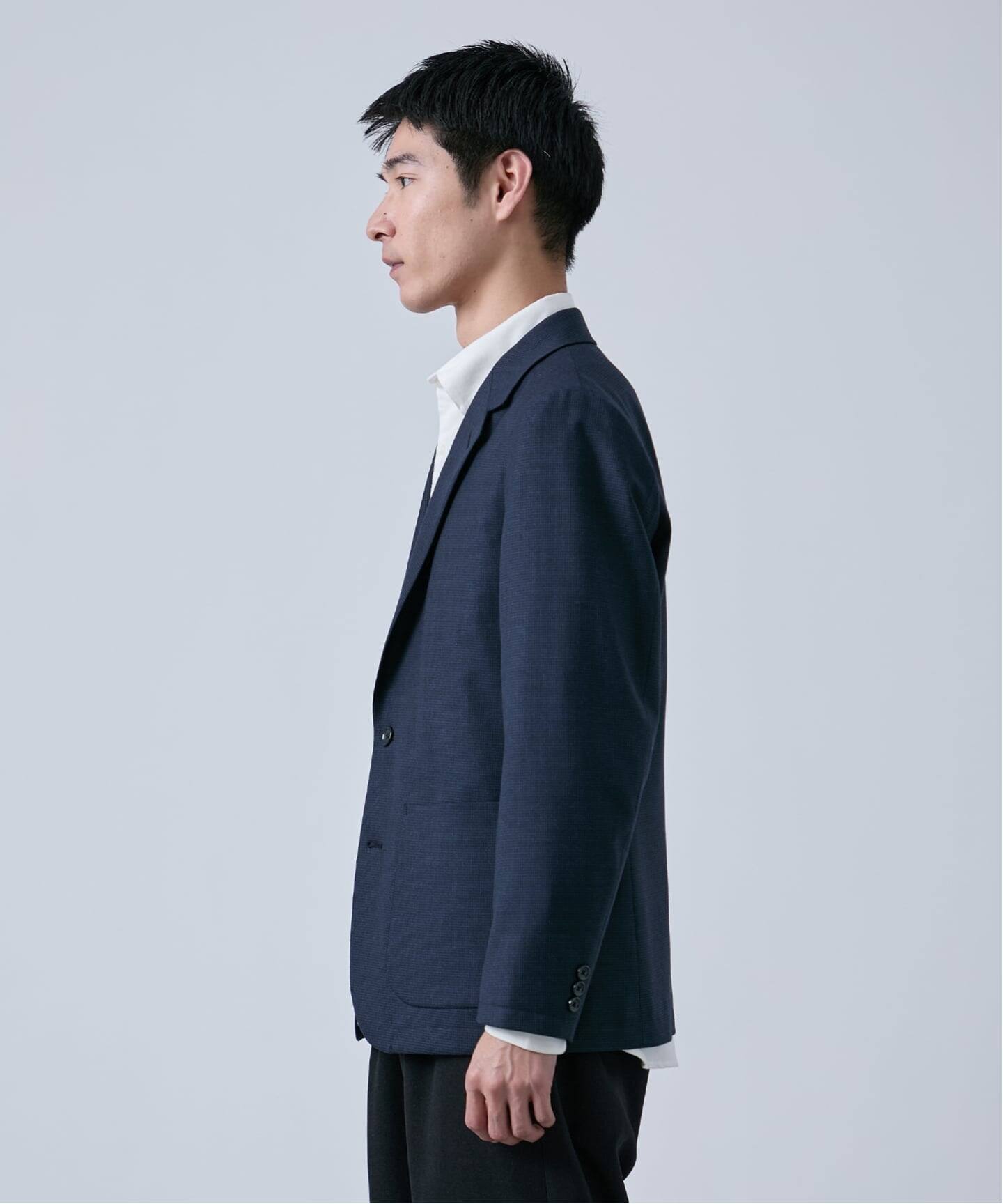 ウールポリエステル ミルド ハウンドトゥース2ボタンジャケット