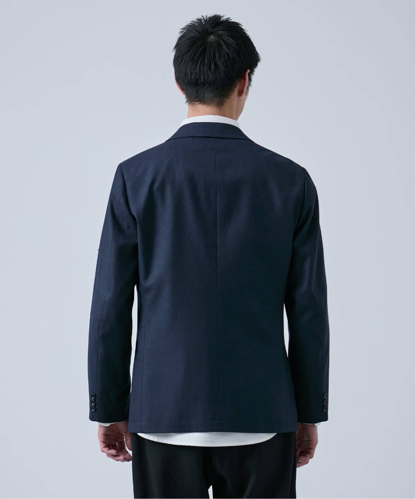 ウールポリエステル ミルド ハウンドトゥース2ボタンジャケット