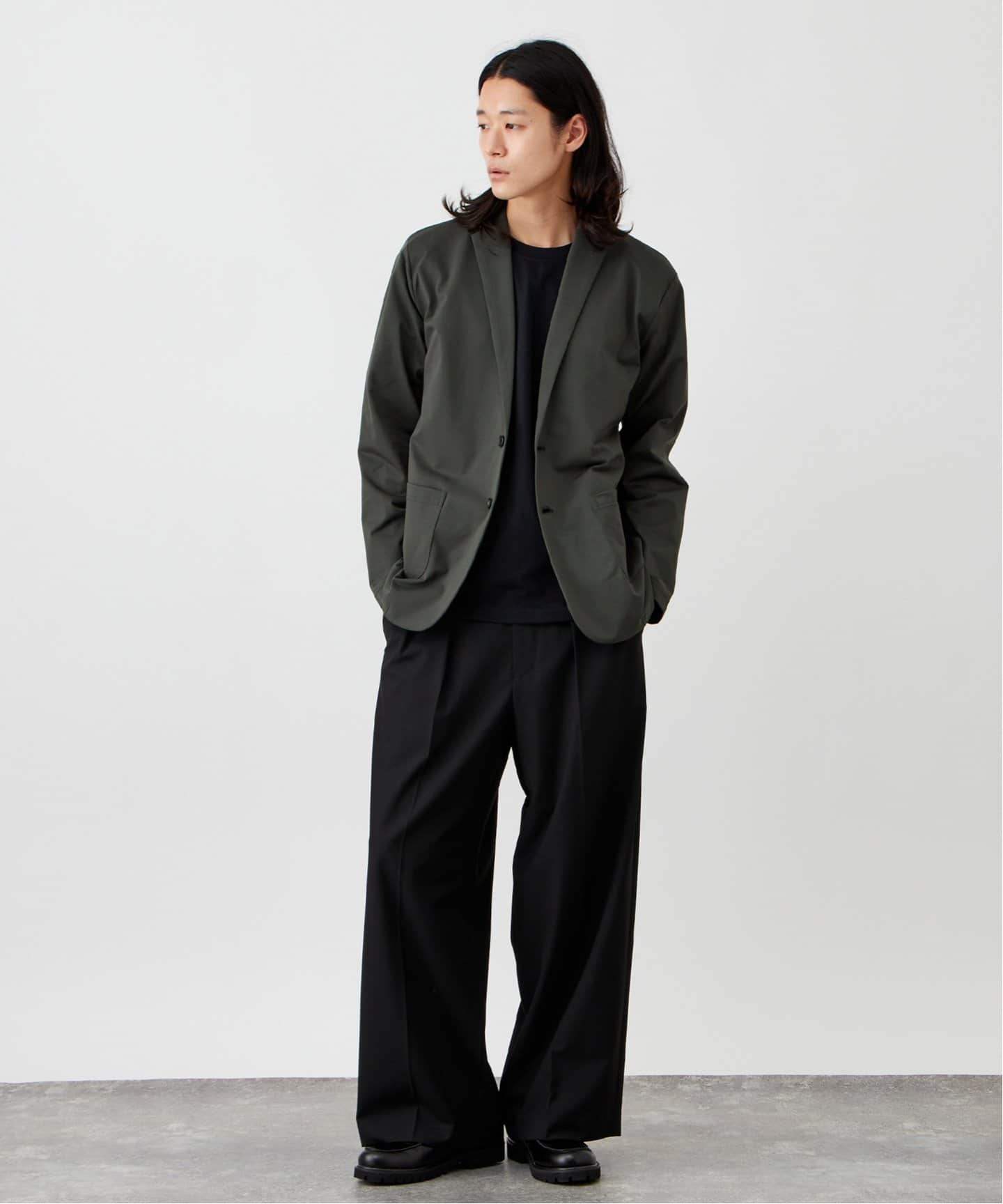 接触冷感/軽量/洗える】ウォッシャブルカノコ 2ボタン ナロー