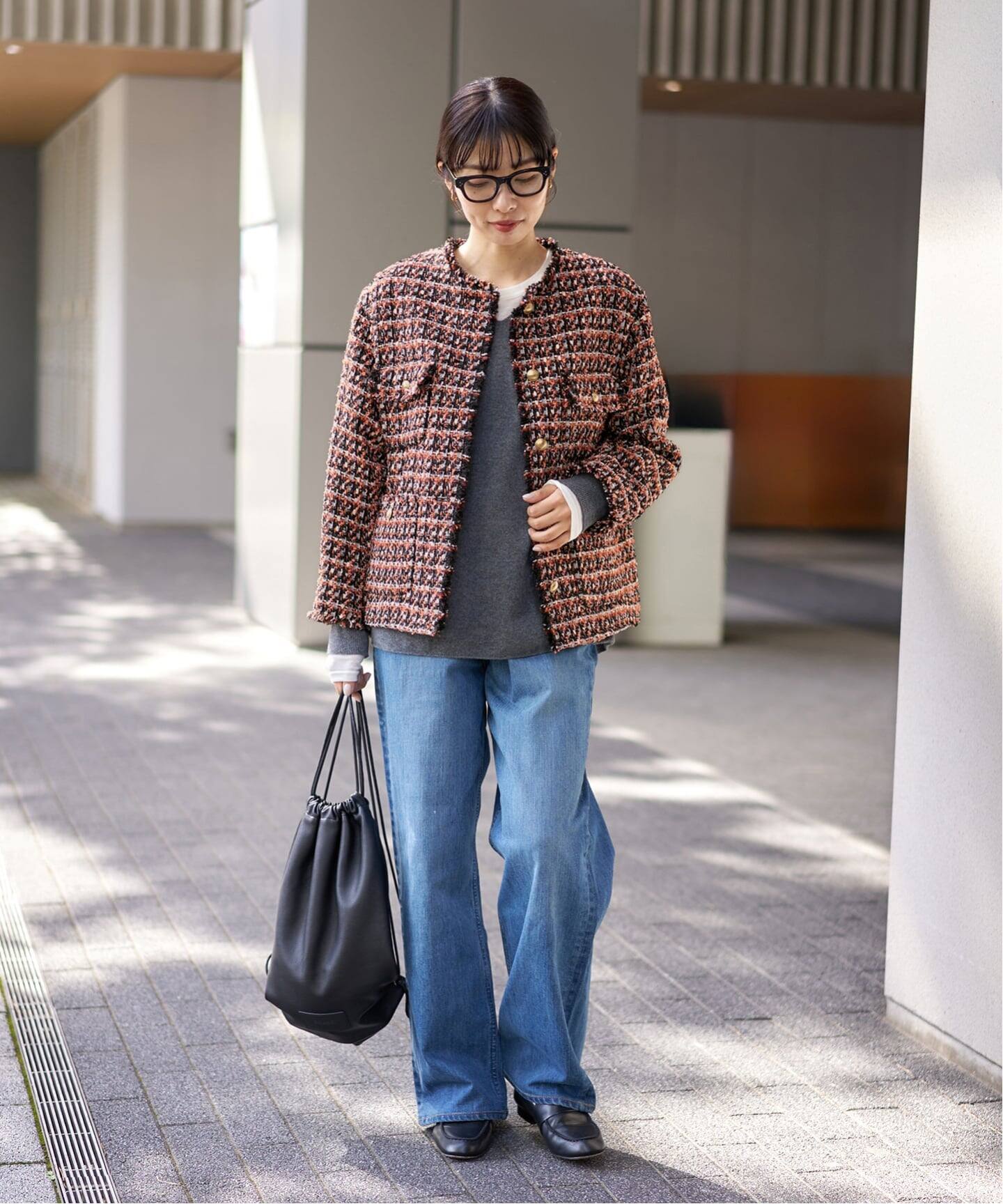 【新品】リントンノーカラーツィードジャケット ¥136000 38 LINTON ROPÉ(ロペ) / 【一部店舗限定】【LINTON】 ファンシーツイードノー