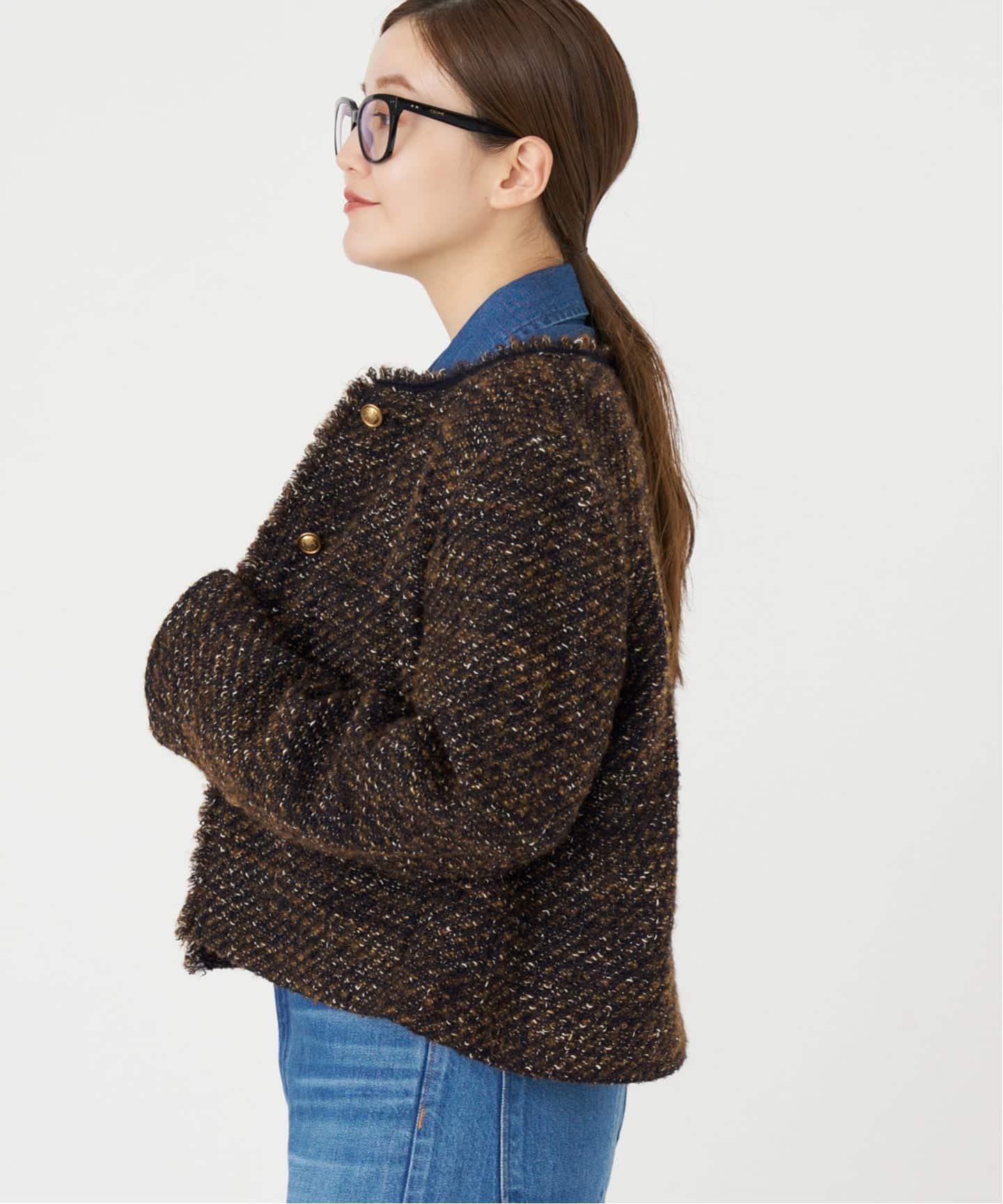 IENA GIOLICA ツイードジャケット S IENA（イエナ）の「GIOLICA ツィードジャケット.S◇（ノーカラー