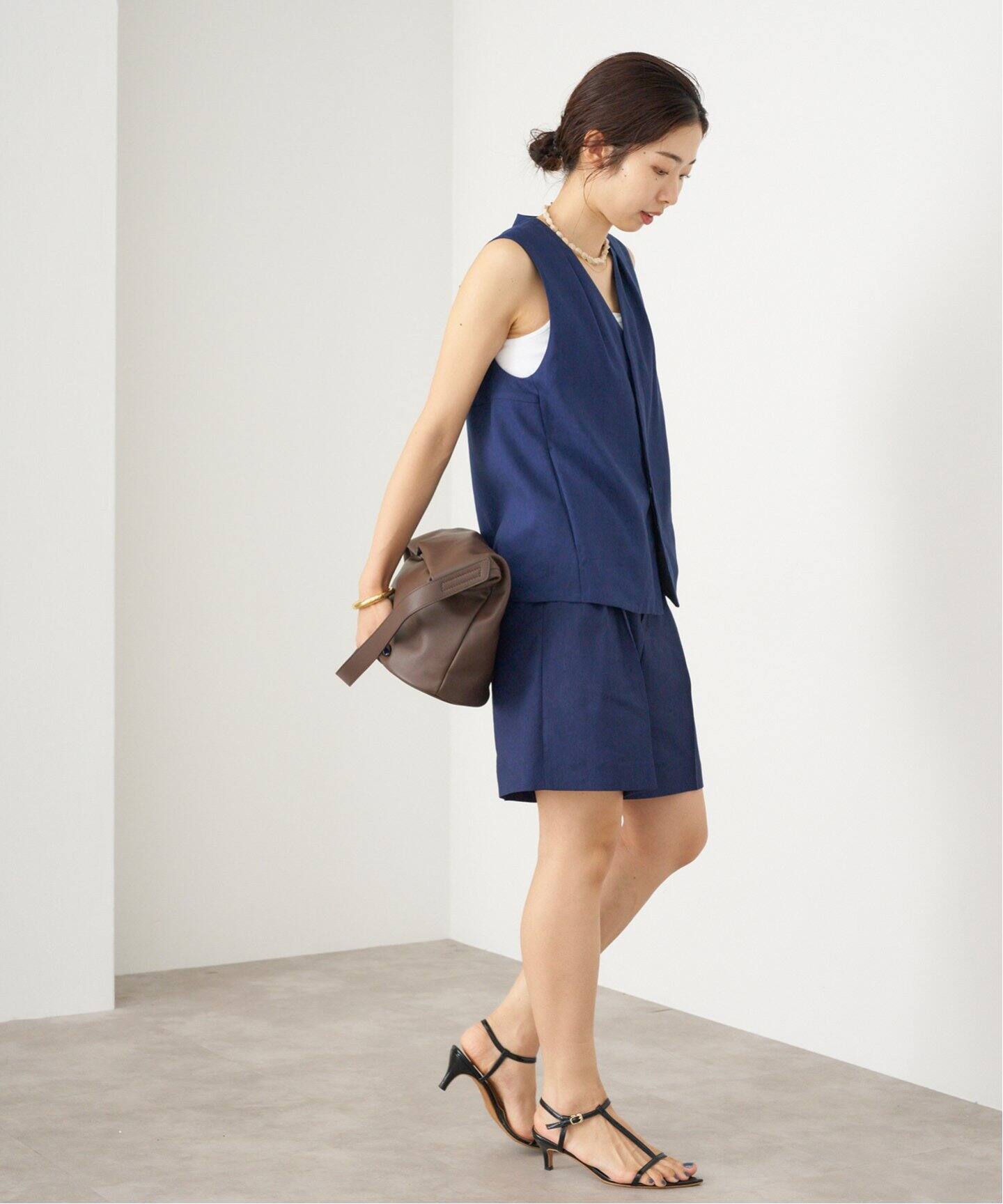 IÉNA ネイビーノーカラー　ジレ リネンミックスジレ（ジレ）｜IENA（イエナ）の通販｜BAYCREW'S STORE