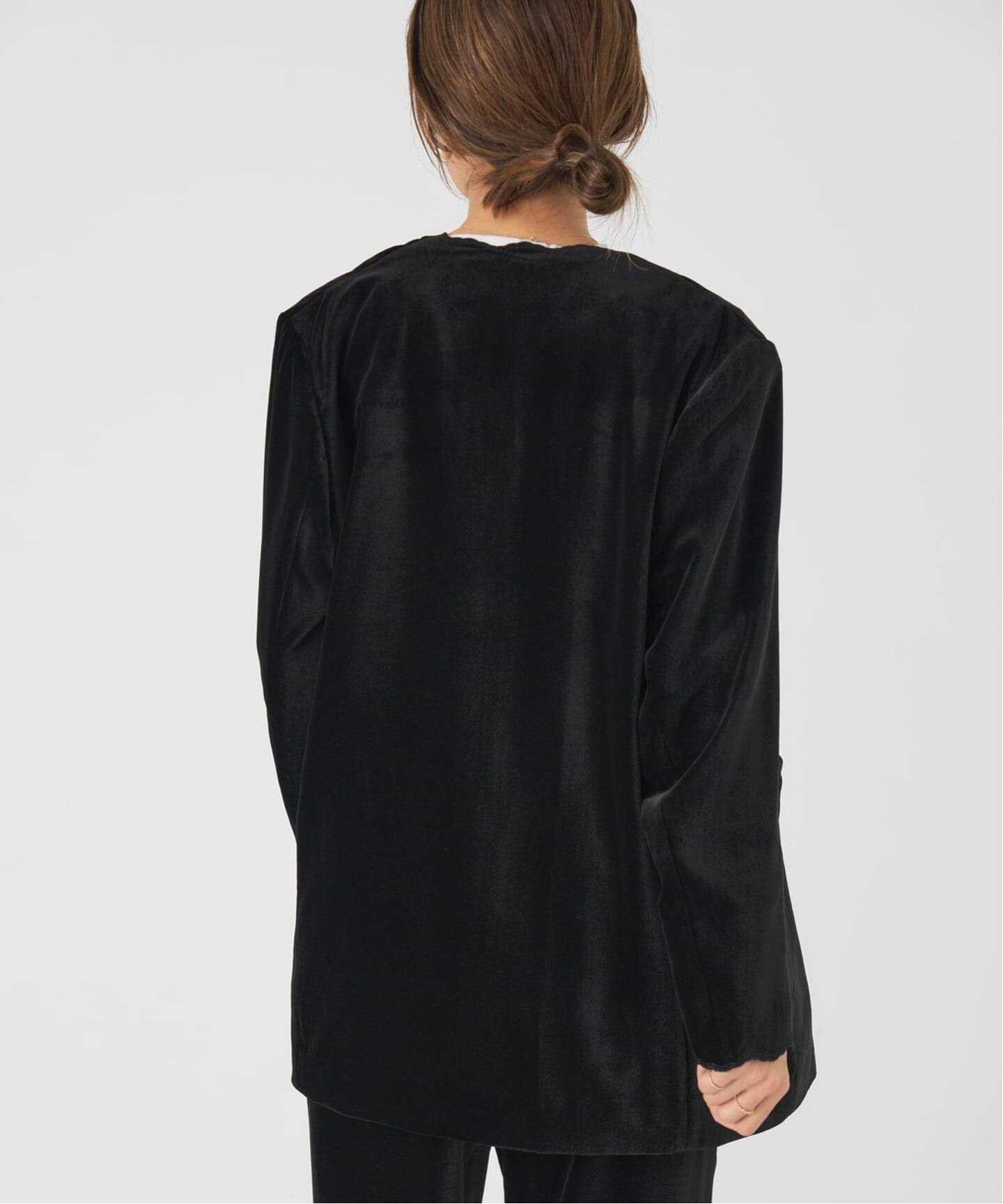 スカラップドベルベットジャケット（ノーカラージャケット）｜IENA