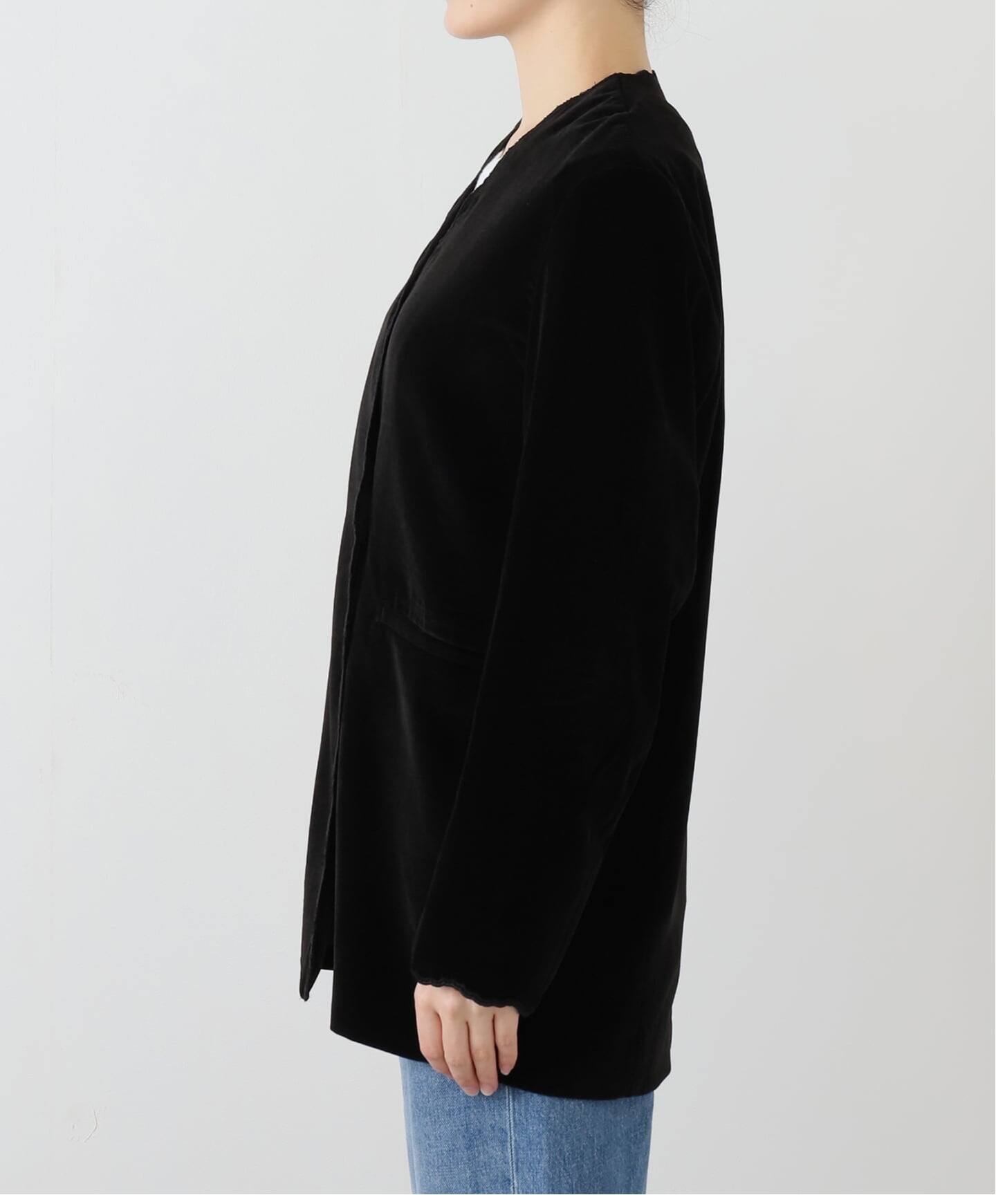 スカラップドベルベットジャケット（ノーカラージャケット）｜IENA