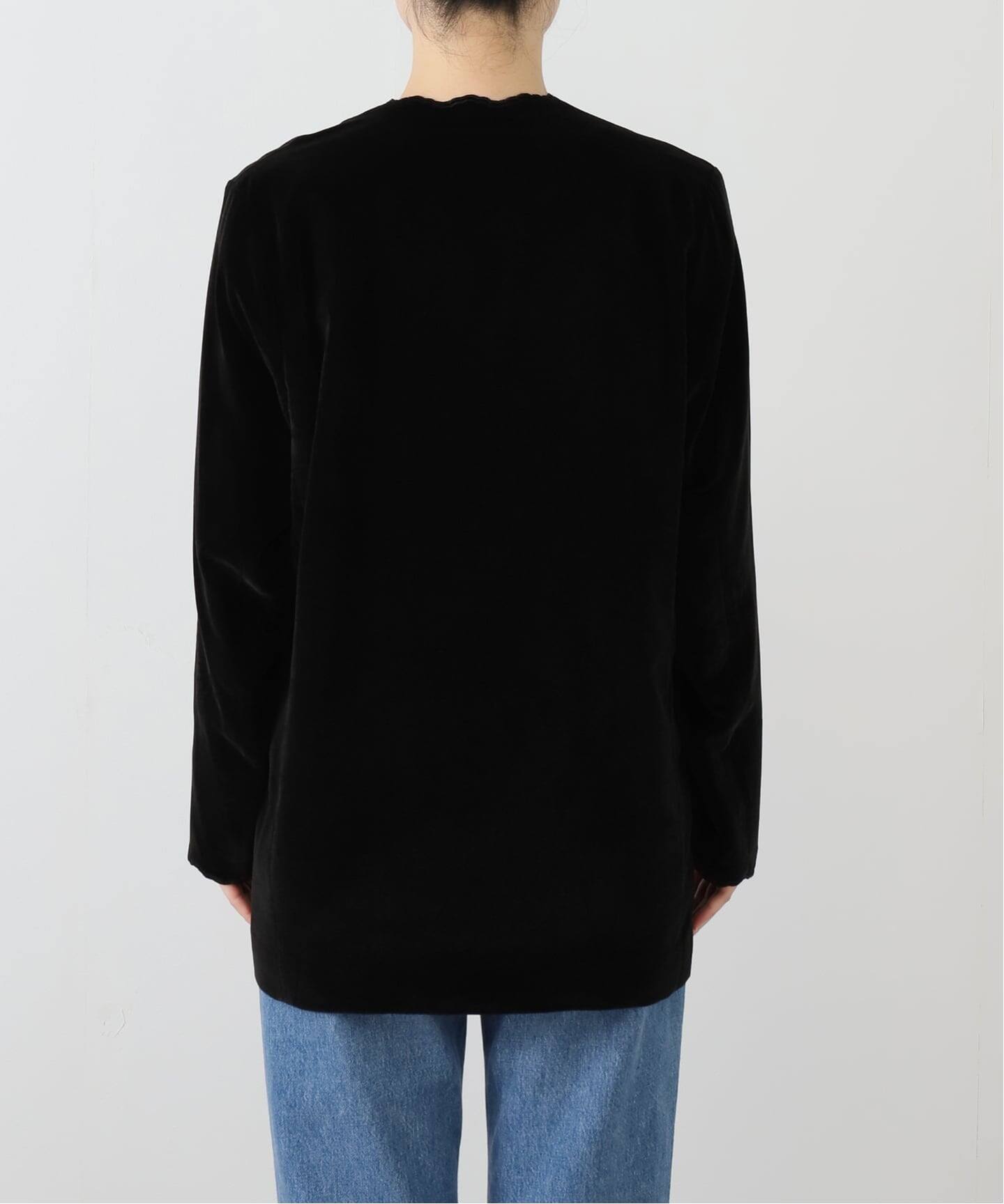 スカラップドベルベットジャケット（ノーカラージャケット）｜IENA