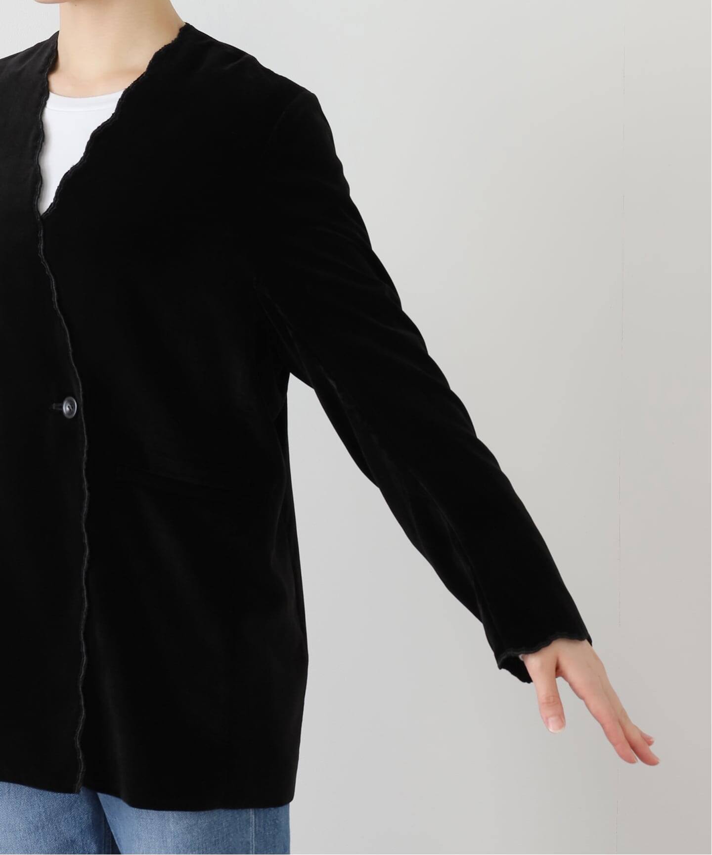 スカラップドベルベットジャケット（ノーカラージャケット）｜IENA