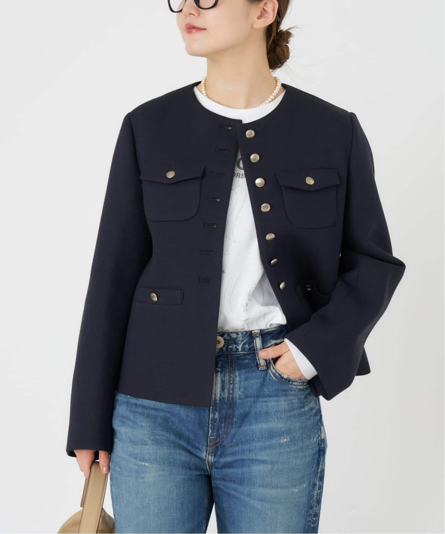 IENA ノーカラーコート ネイビー イエナ IENA manteco ネイビーノー IENA ノーカラーコート ネイビー イエナ IENA manteco ネイビーノー