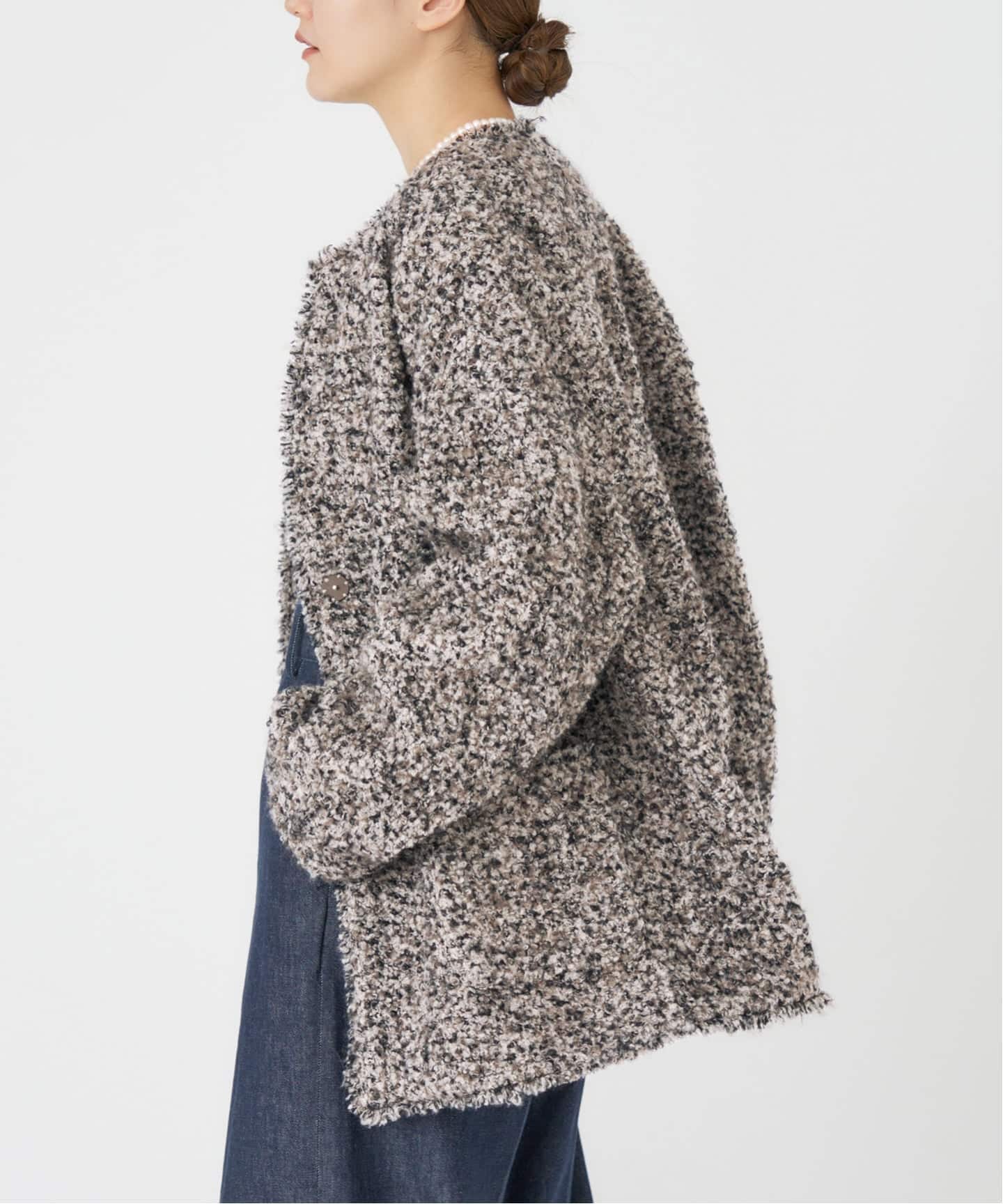 IENA ループヤーンノーカラージャケットコート ループヤーンノーカラージャケットコート（ノーカラージャケット