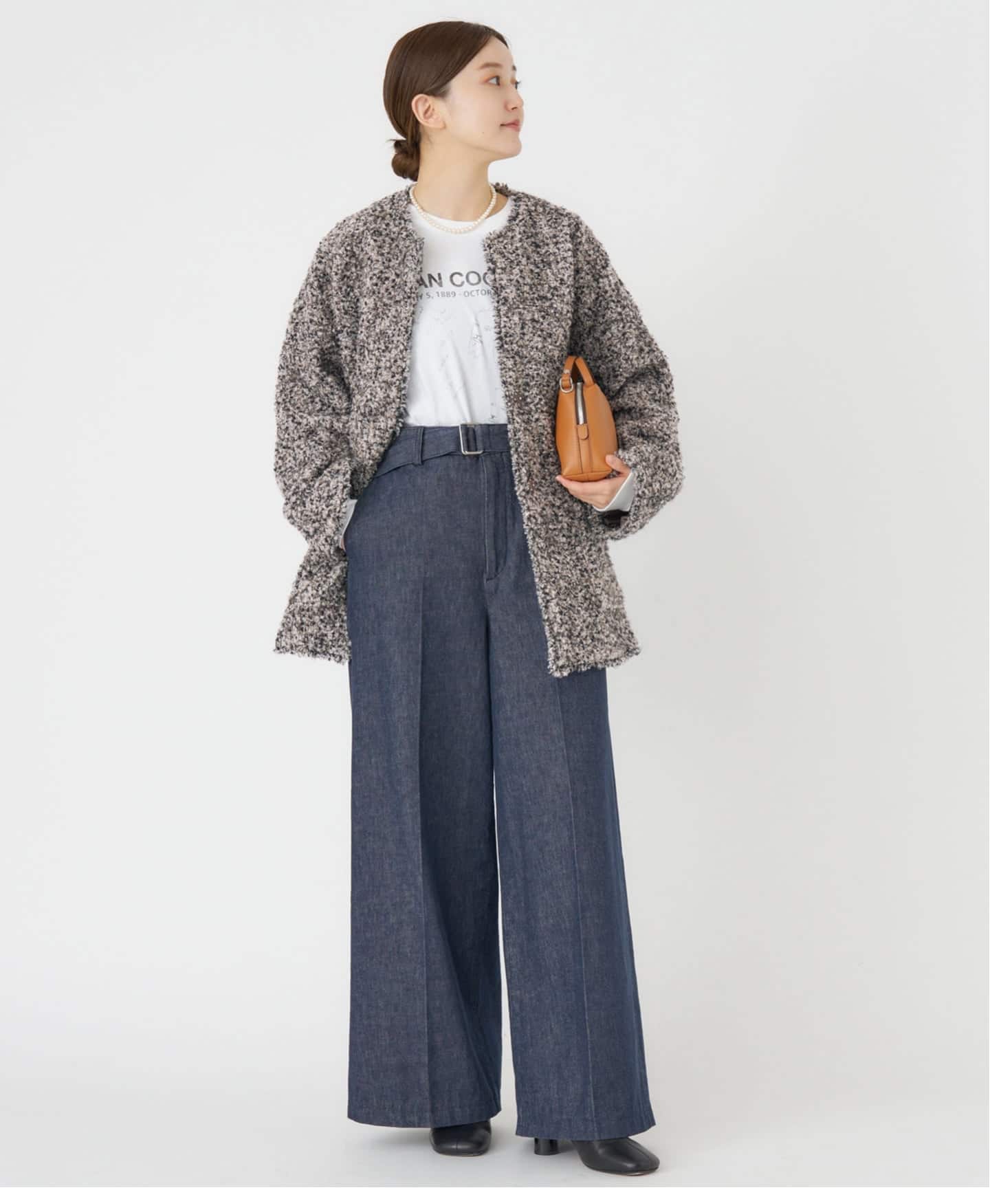 IENA ループヤーンノーカラージャケットコート ループヤーンノーカラージャケットコート（ノーカラージャケット