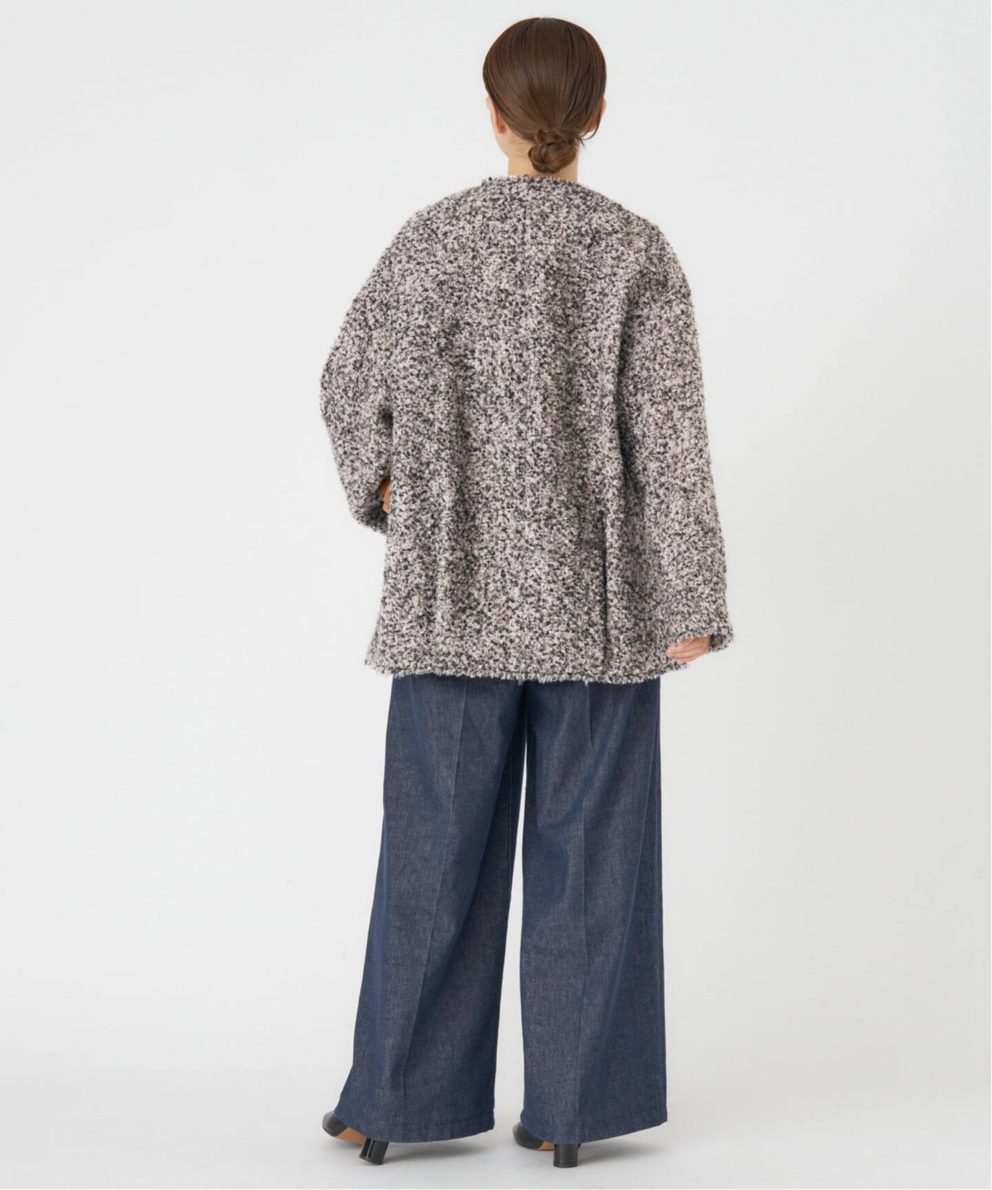 ループヤーンノーカラージャケットコート（ノーカラージャケット