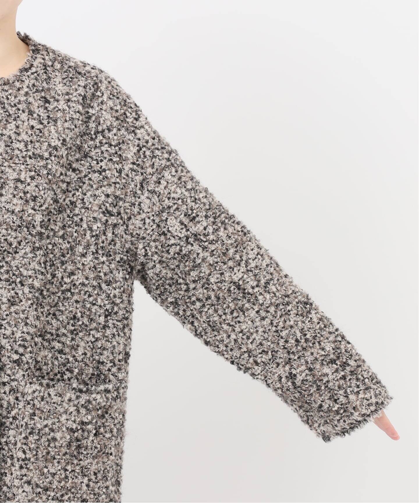 ループヤーンノーカラージャケットコート（ノーカラージャケット