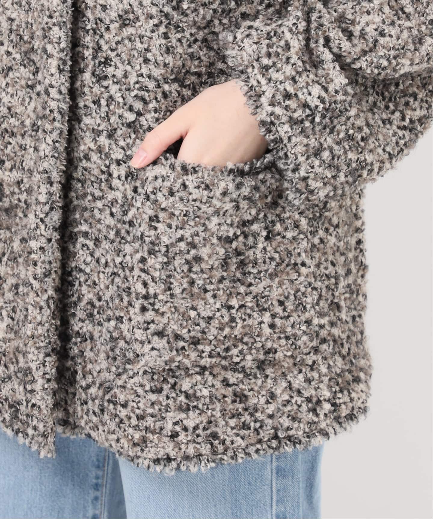 ループヤーンノーカラージャケットコート（ノーカラージャケット