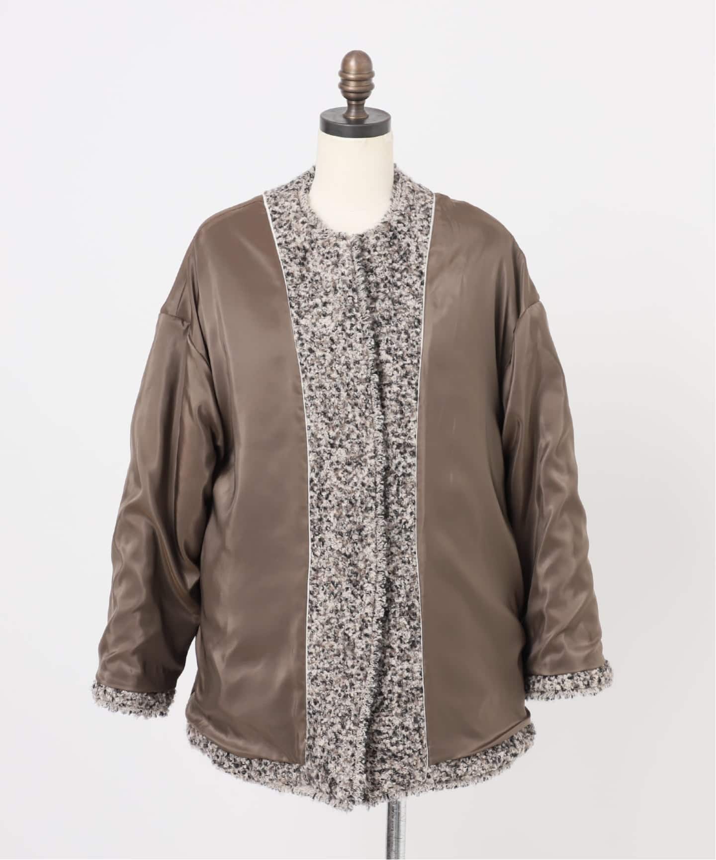 ループヤーンノーカラージャケットコート（ノーカラージャケット