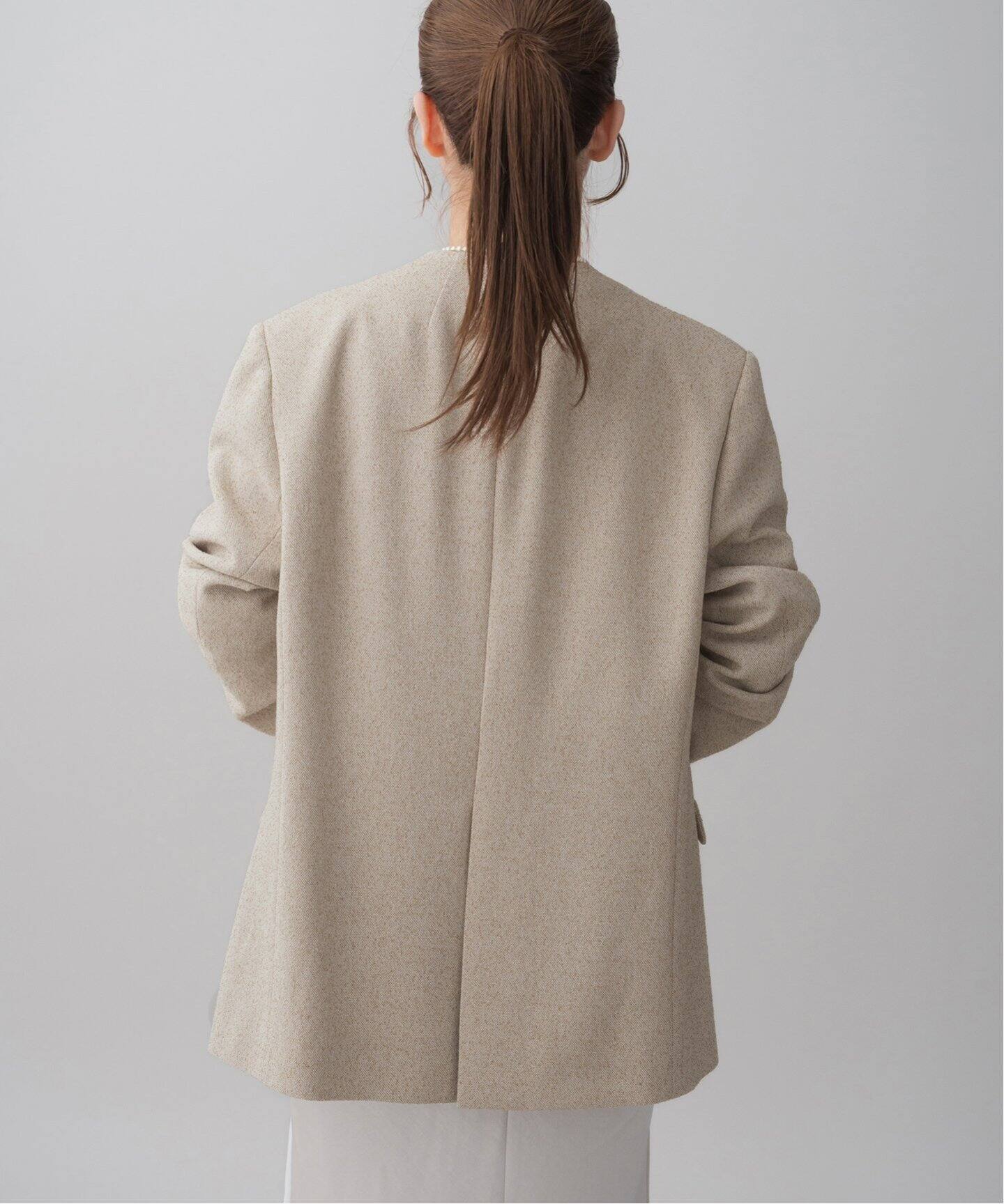 ＆NAVY ノーカラーツイードジャケット（ノーカラージャケット）｜IENA  