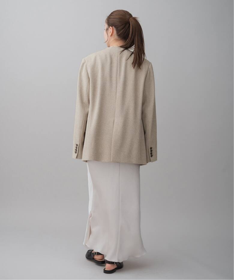 ＆NAVY ノーカラーツイードジャケット（ノーカラージャケット）｜IENA  