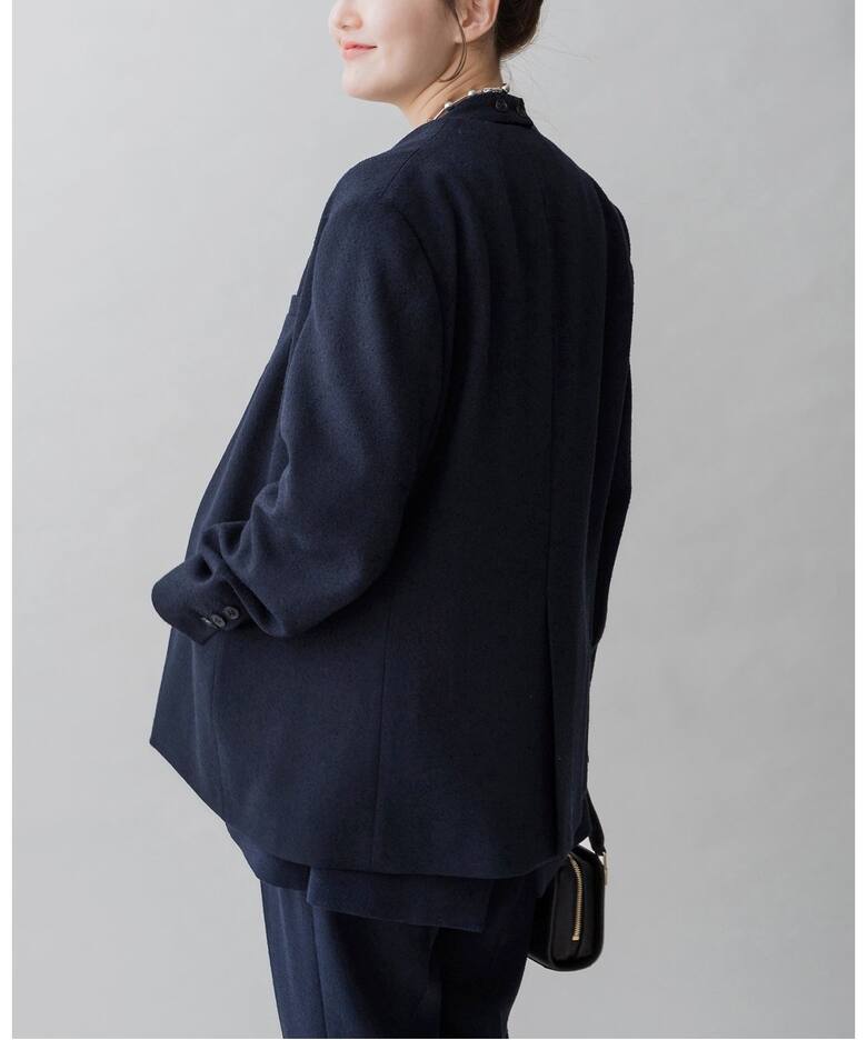 ＆NAVY ノーカラーツイードジャケット（ノーカラージャケット）｜IENA  