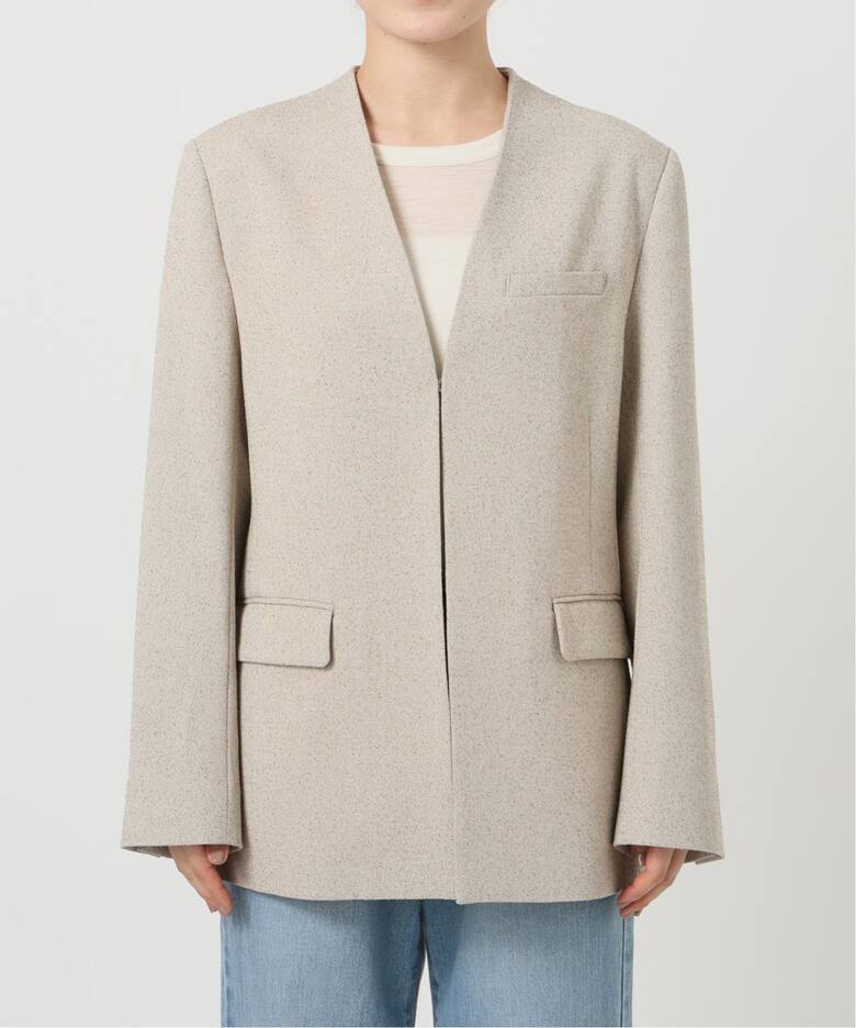 ＆NAVY ノーカラーツイードジャケット（ノーカラージャケット）｜IENA  