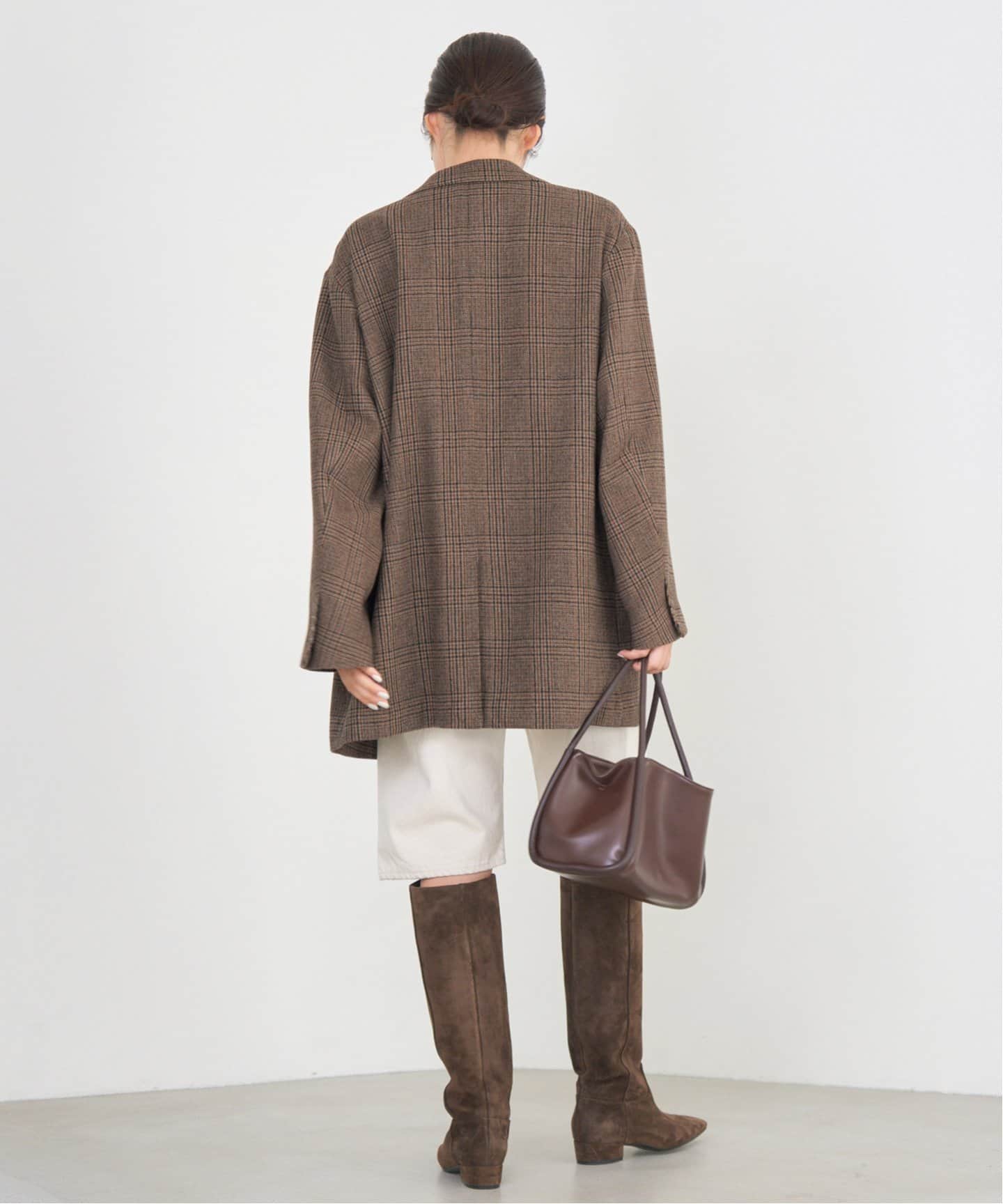 IÉNA ダークブラウン テーラードジャケット 予約》COUTURE D'ADAM/クチュールドアダム BIG JK Glencheck
