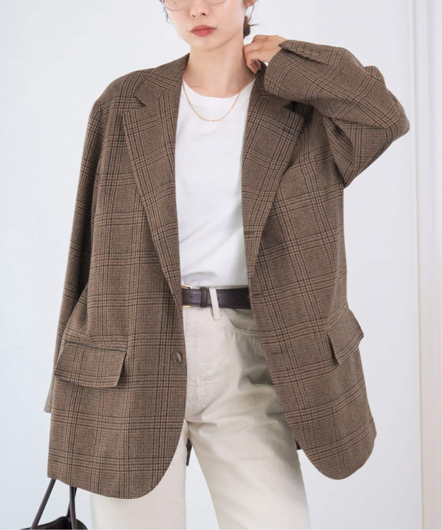 COUTURE D'ADAM (クチュールドアダム)  グレンチェックオーバーサイズジャケット レディース グレー 36 AP STUDIO（エーピーストゥディオ）の「《予約》【COUTURE D`ADAM