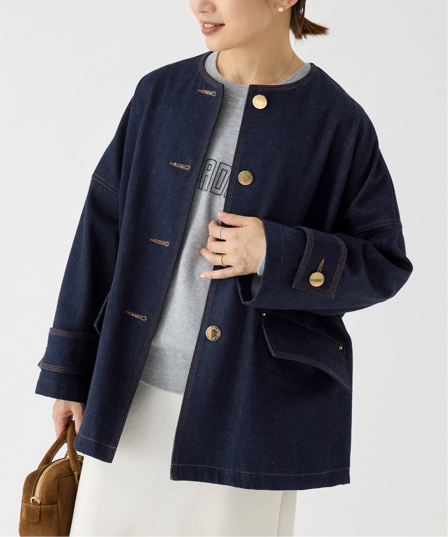 今期完売MACKINTOSHネイビーノーカラーコートHUMBIEハンビーIENA IENA ノーカラーコート コート MACKINTOSH/マッキントッシュ