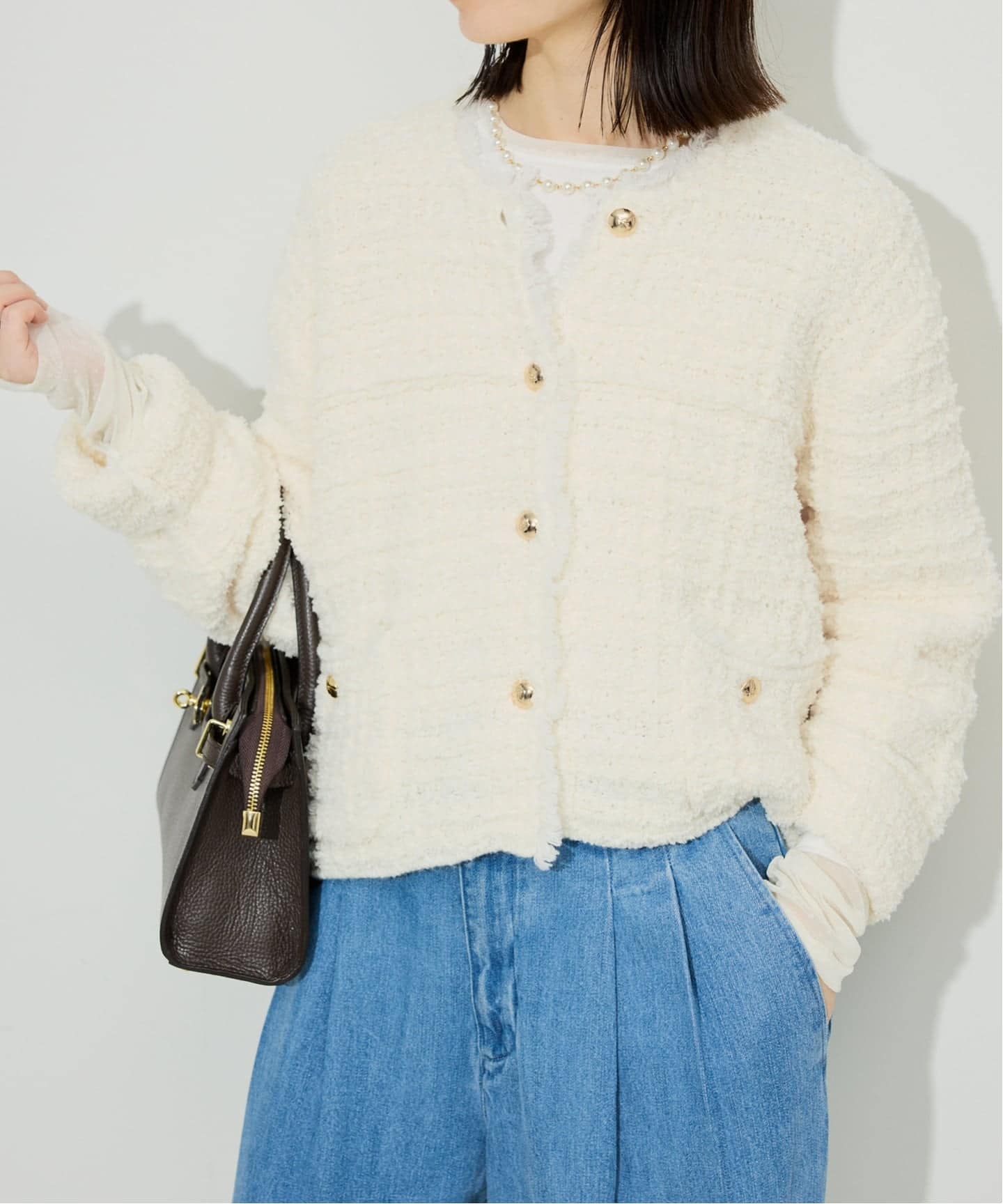 IENA イエナ 柄編みコンパクトニットジャケット ブルゾン スローブイエナ IENA イエナ 柄編みコンパクトニットジャケット ブルゾン