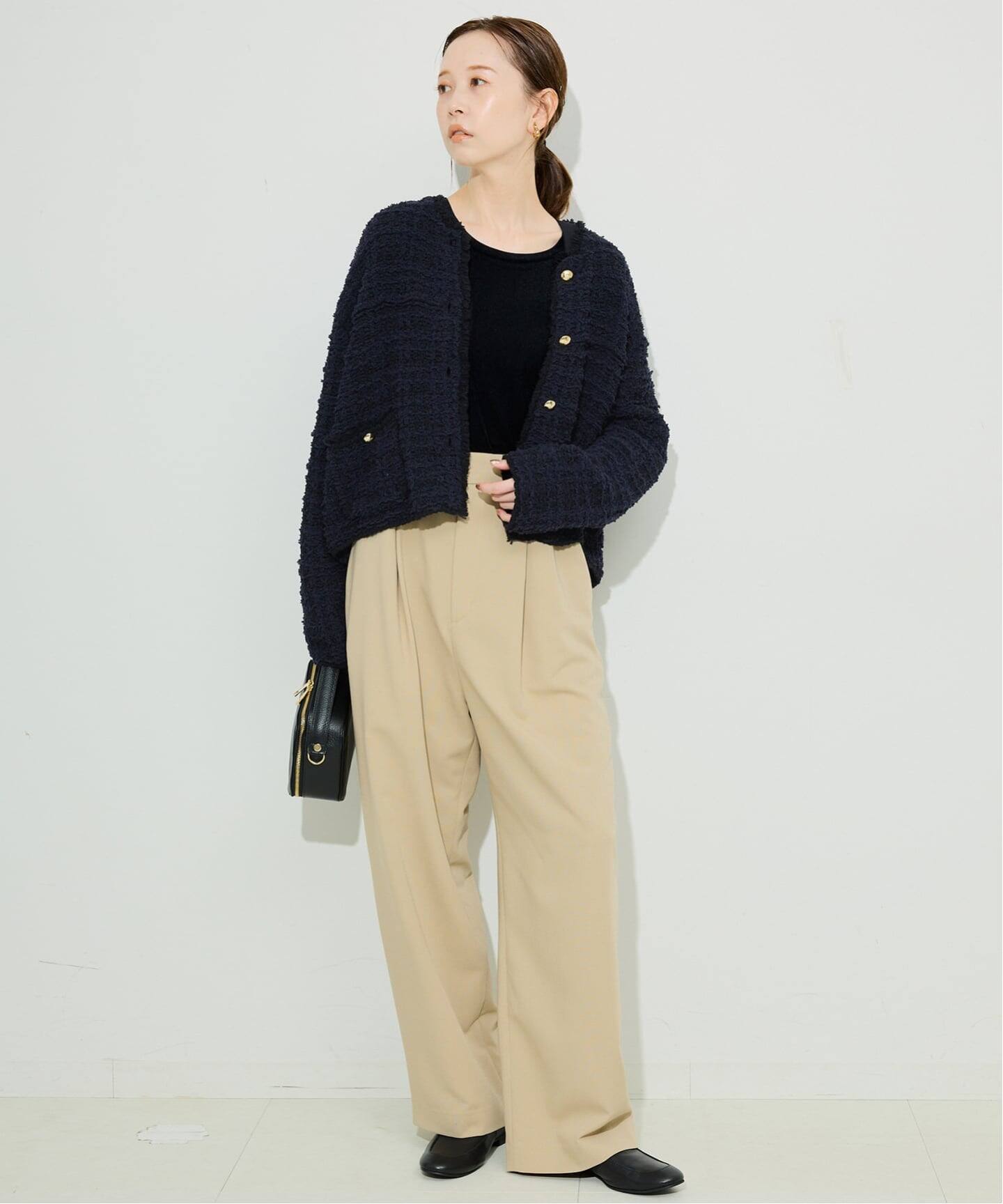スローブイエナ ニット　ジャケット　ネイビー スローブ イエナ SLOBE IENA 《予約》ニットジャケット