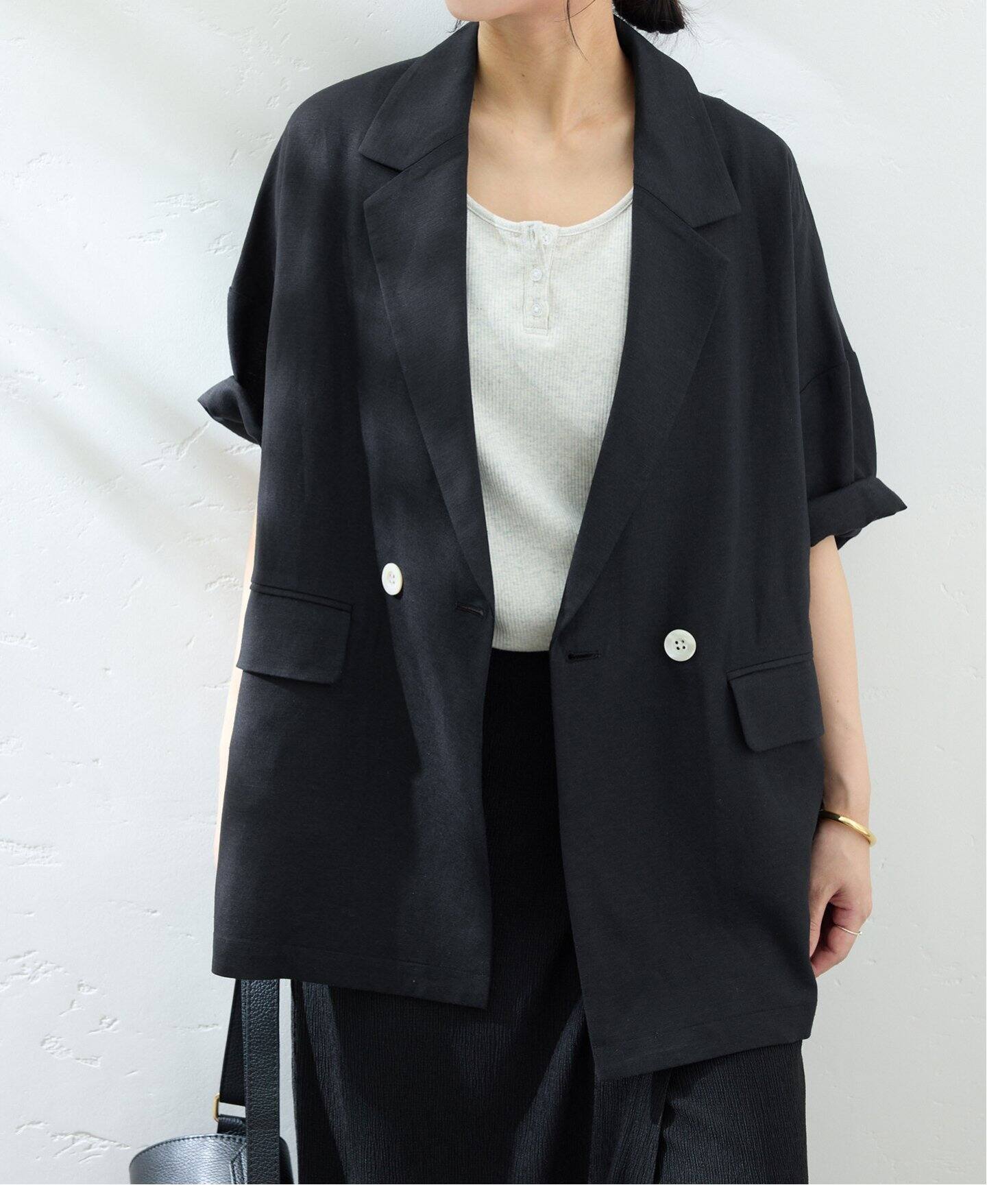 予約》リネンレーヨンハーフスリーブジャケット（その他ジャケット 