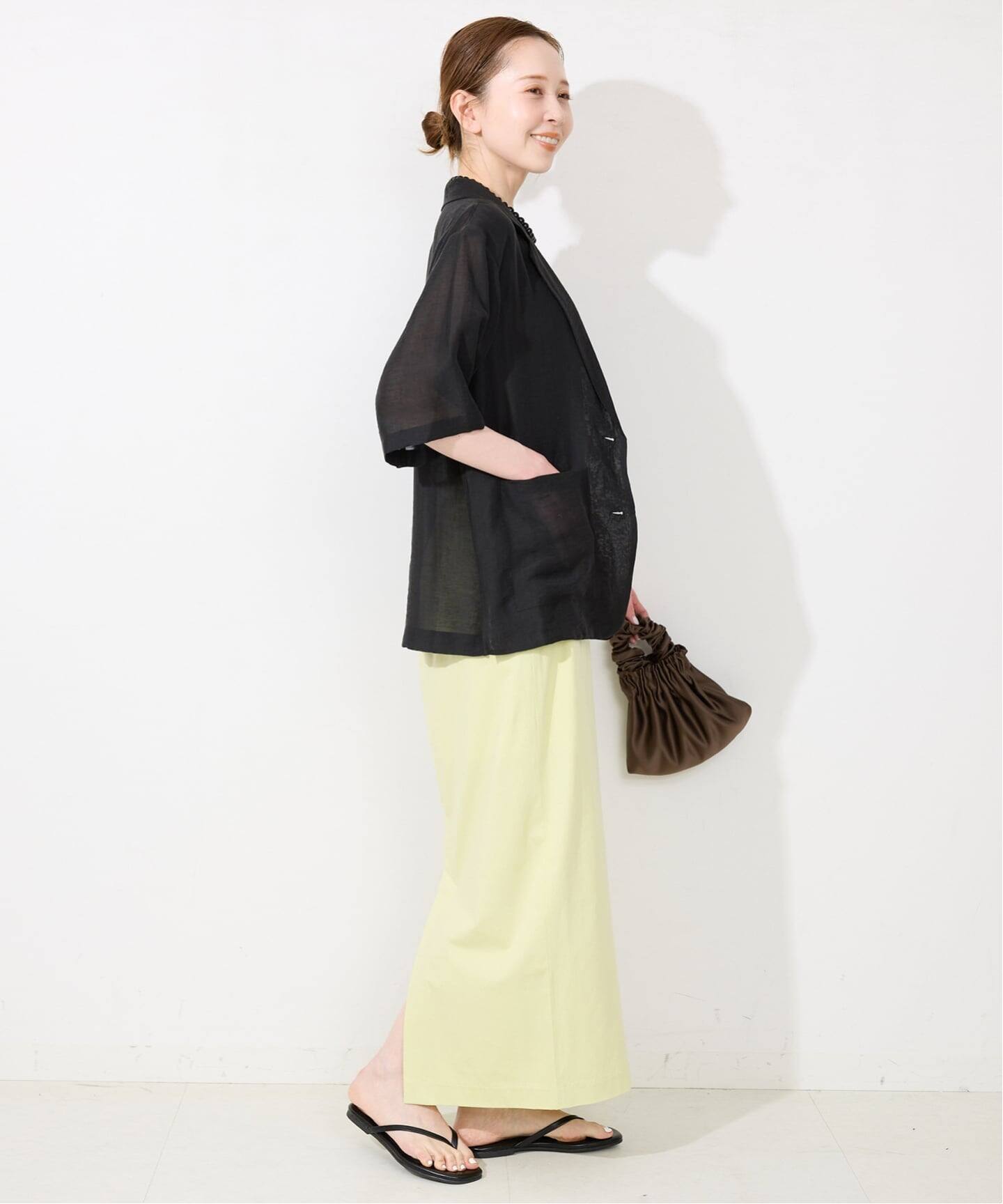 【2025SS】 SLOBE IENA シアーハーフスリーブジャケット　リネン混 2025SS】 SLOBE IENA シアーハーフスリーブジャケット リネン混