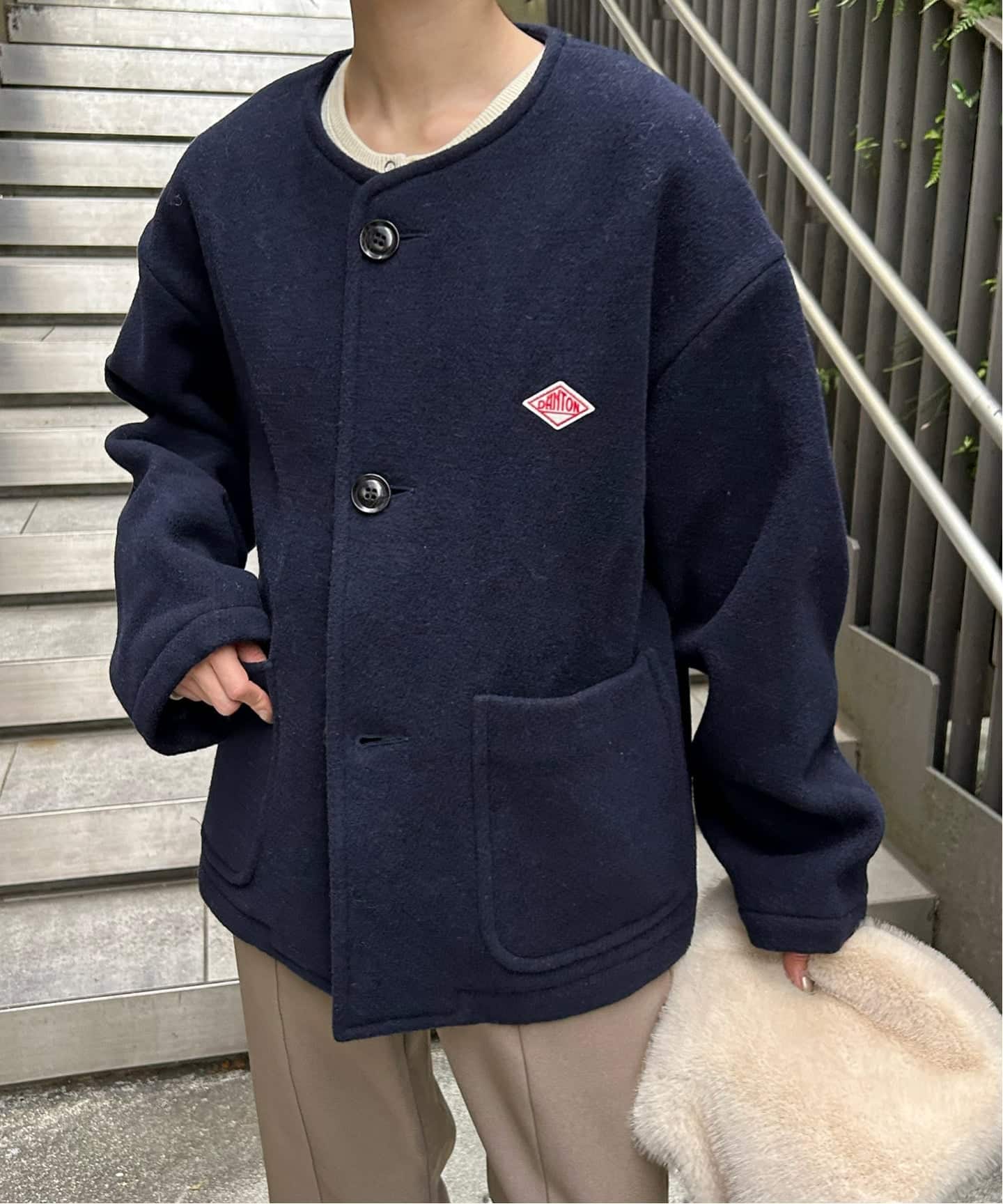 DANTON/ダントン COLLARLESS JACKET DT-A0013（ボア・フリース