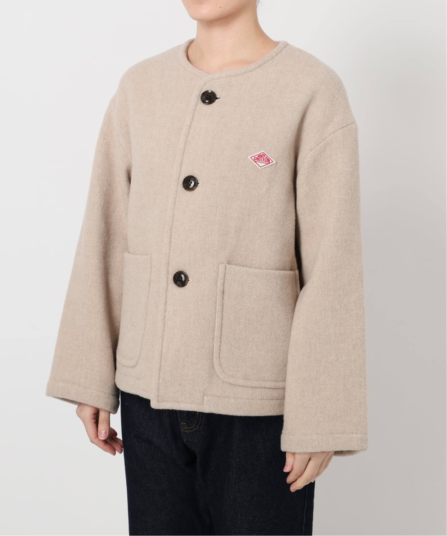 新品DANTON（ダントン）ノーカラー フリース ジャケット36（M） ベージュ